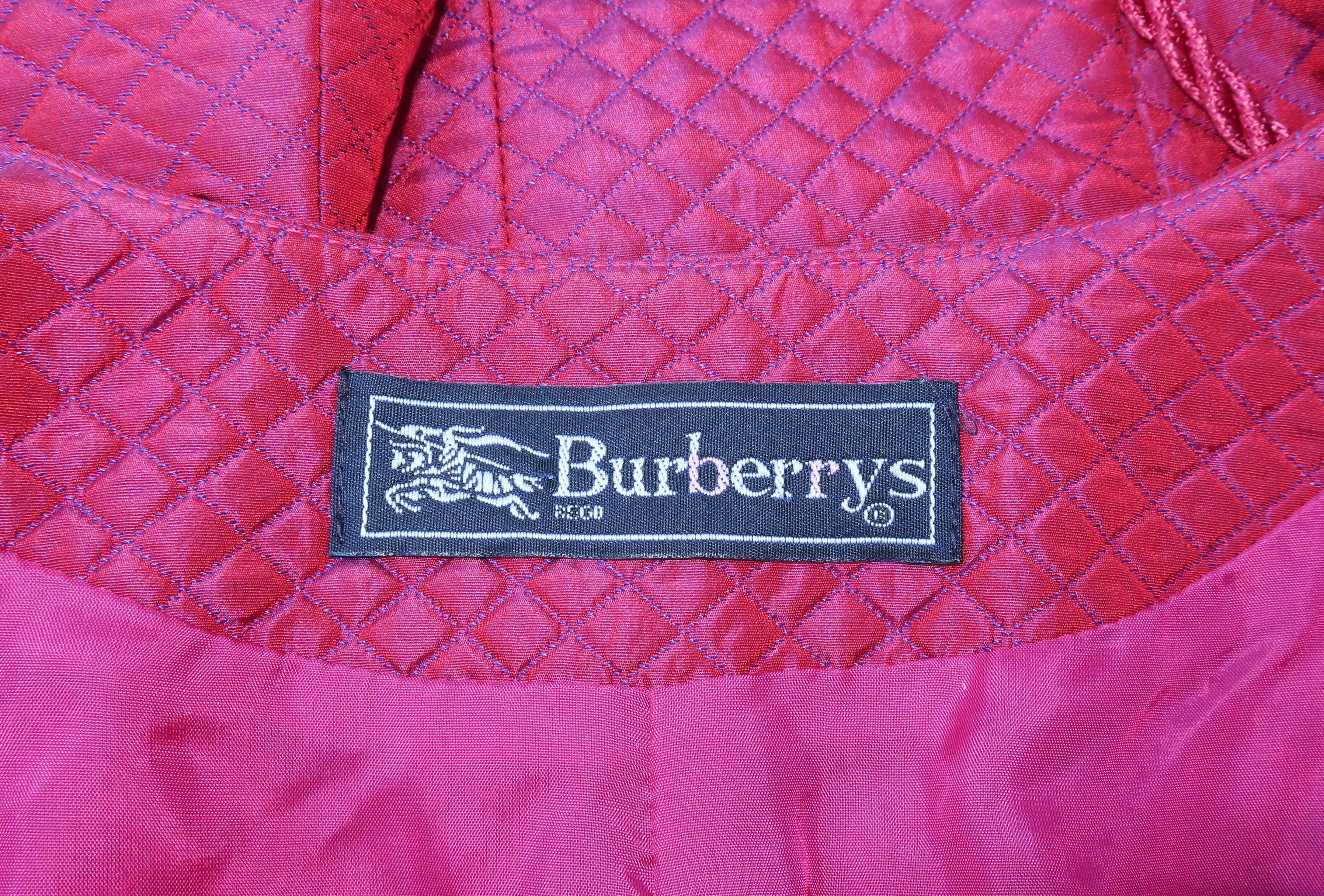 1980's Burberrys Quilted Magenta Waistcoat Vest 4