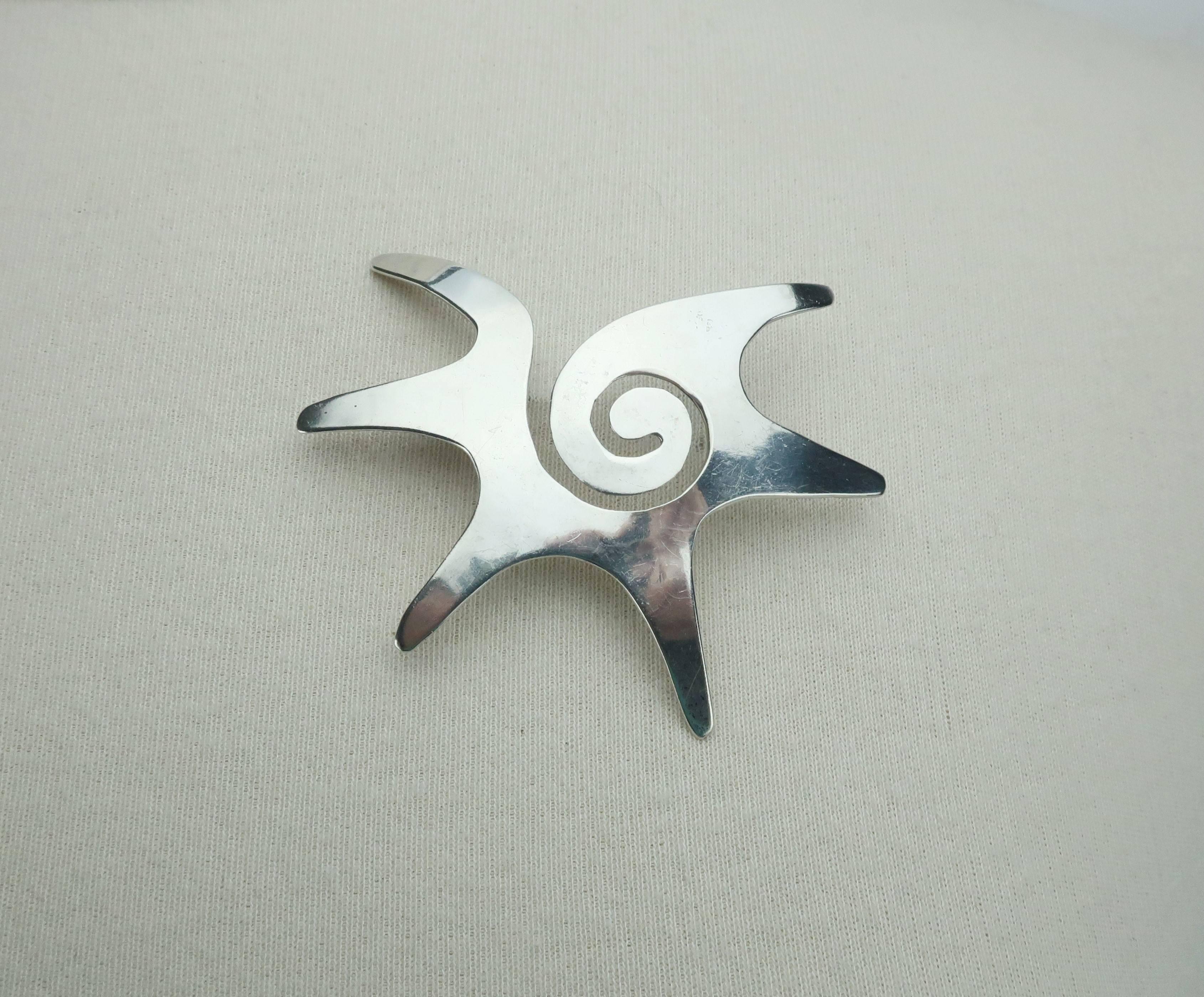 1960's Abstract Modernist Sterling Silver Taxco Brooch 4