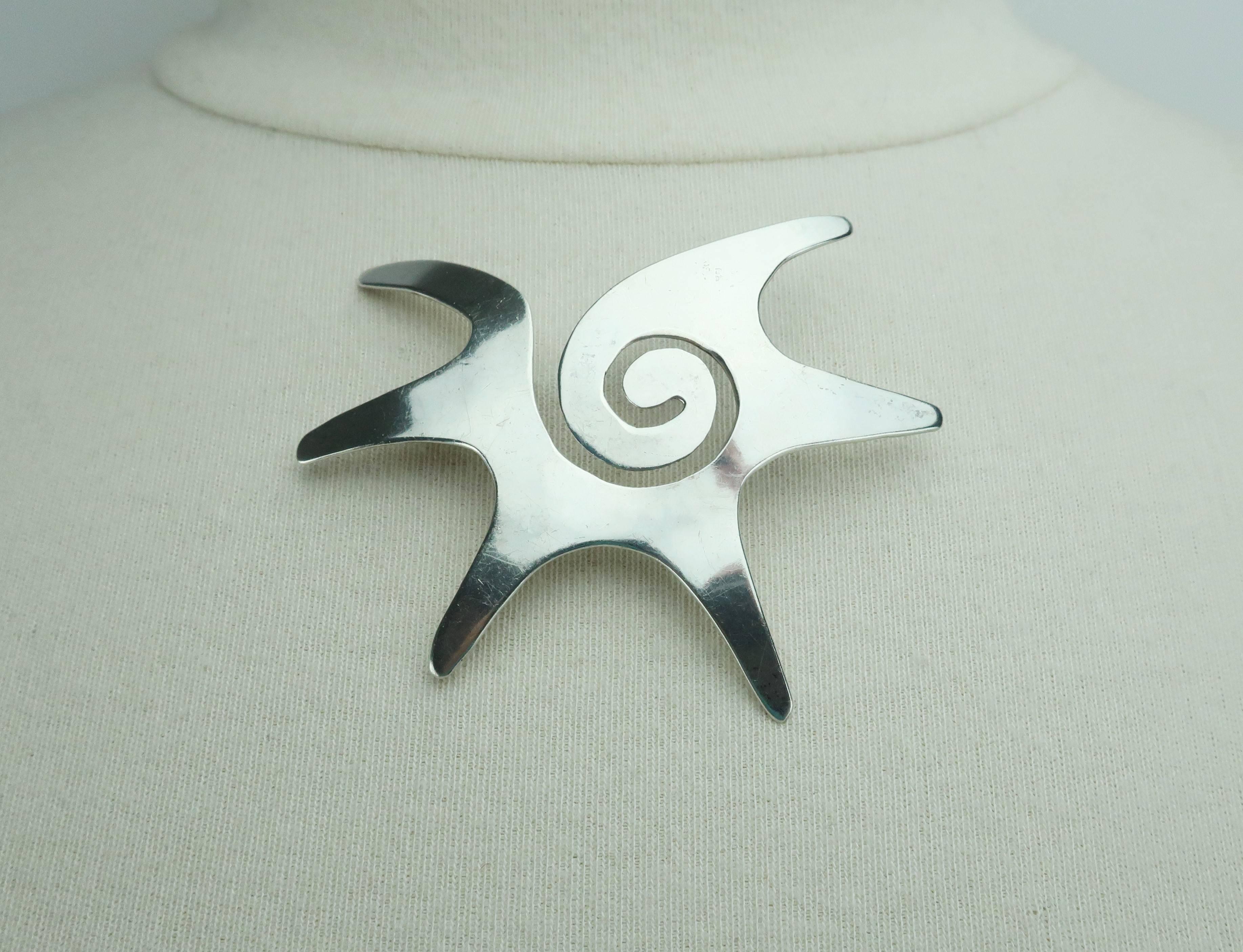 1960's Abstract Modernist Sterling Silver Taxco Brooch 3