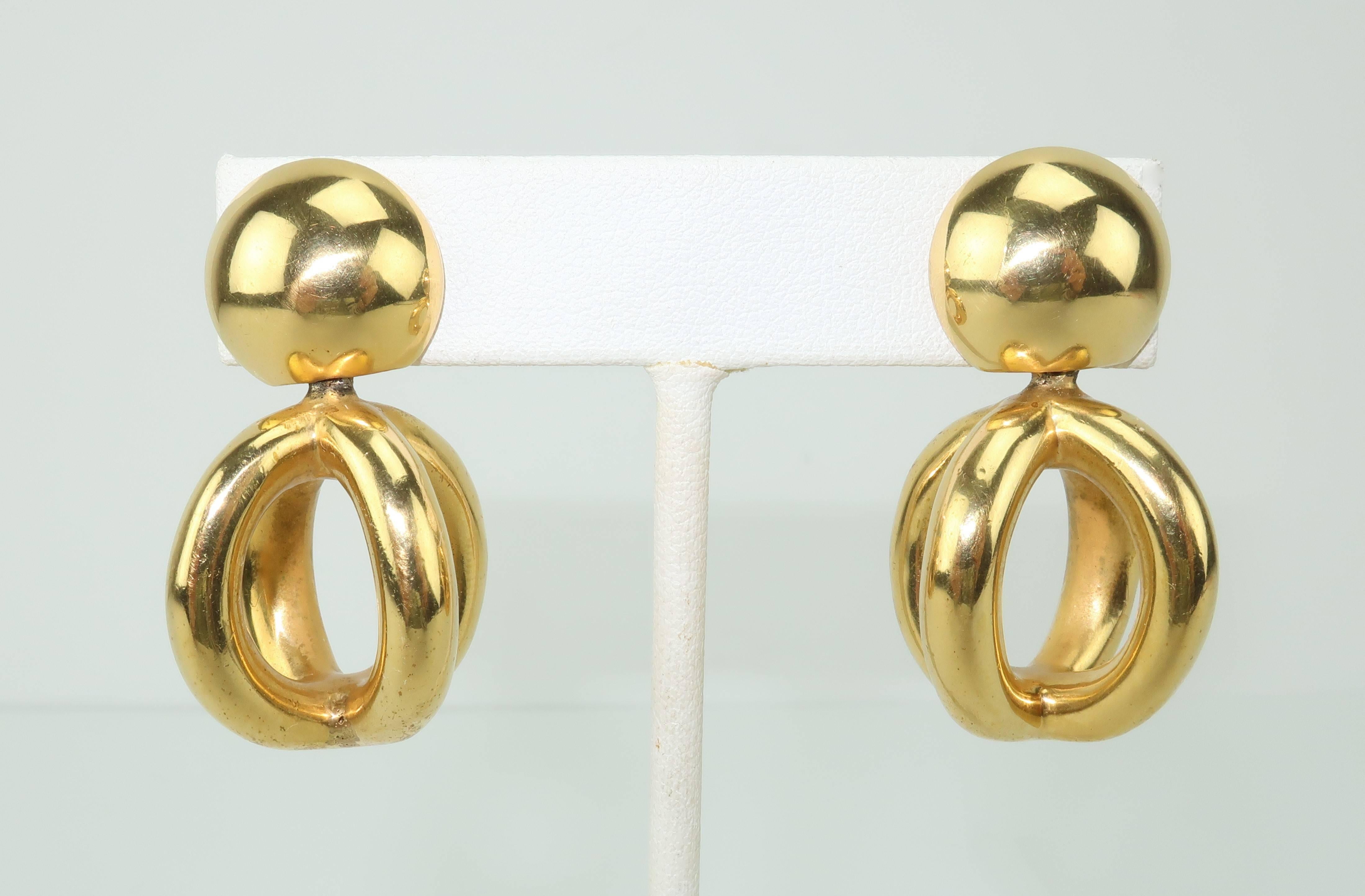1992 Vaubel Chunky Gold Vermeil Orb Earrings 1