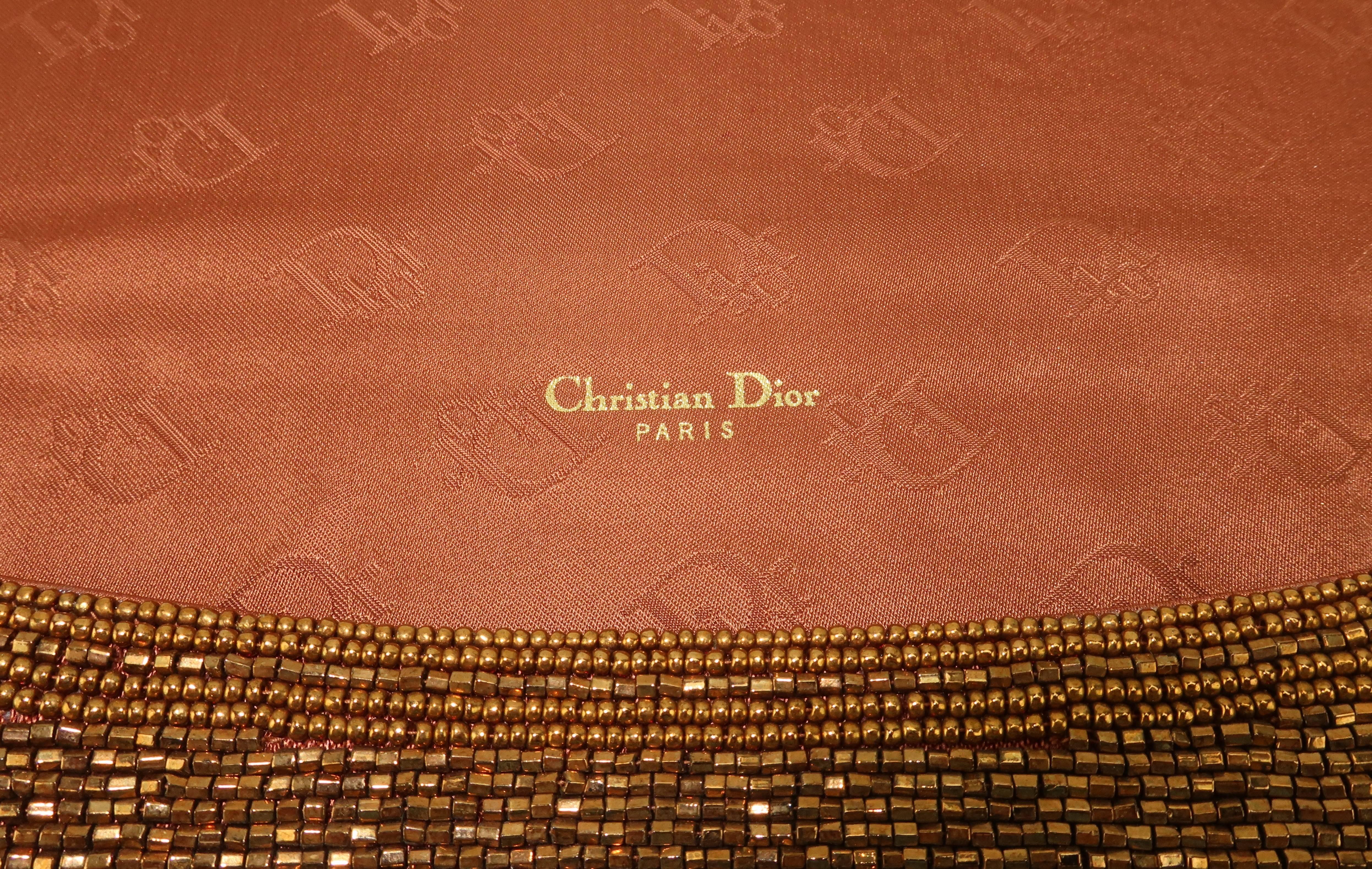 C.1980 Disco Glam Christian Dior Logo Copper Beaded Evening Handbag 5
