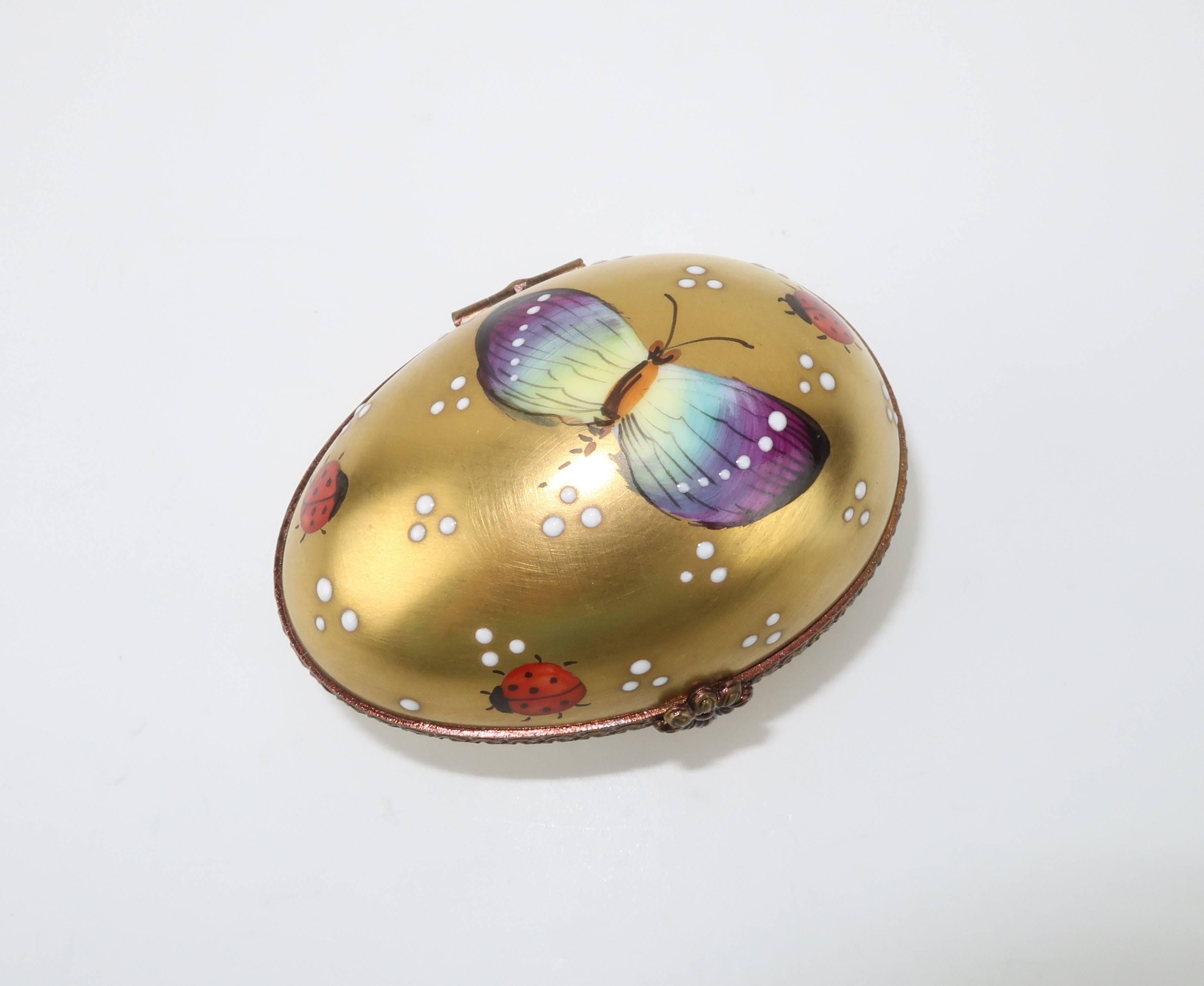 limoges france egg shaped trinket box