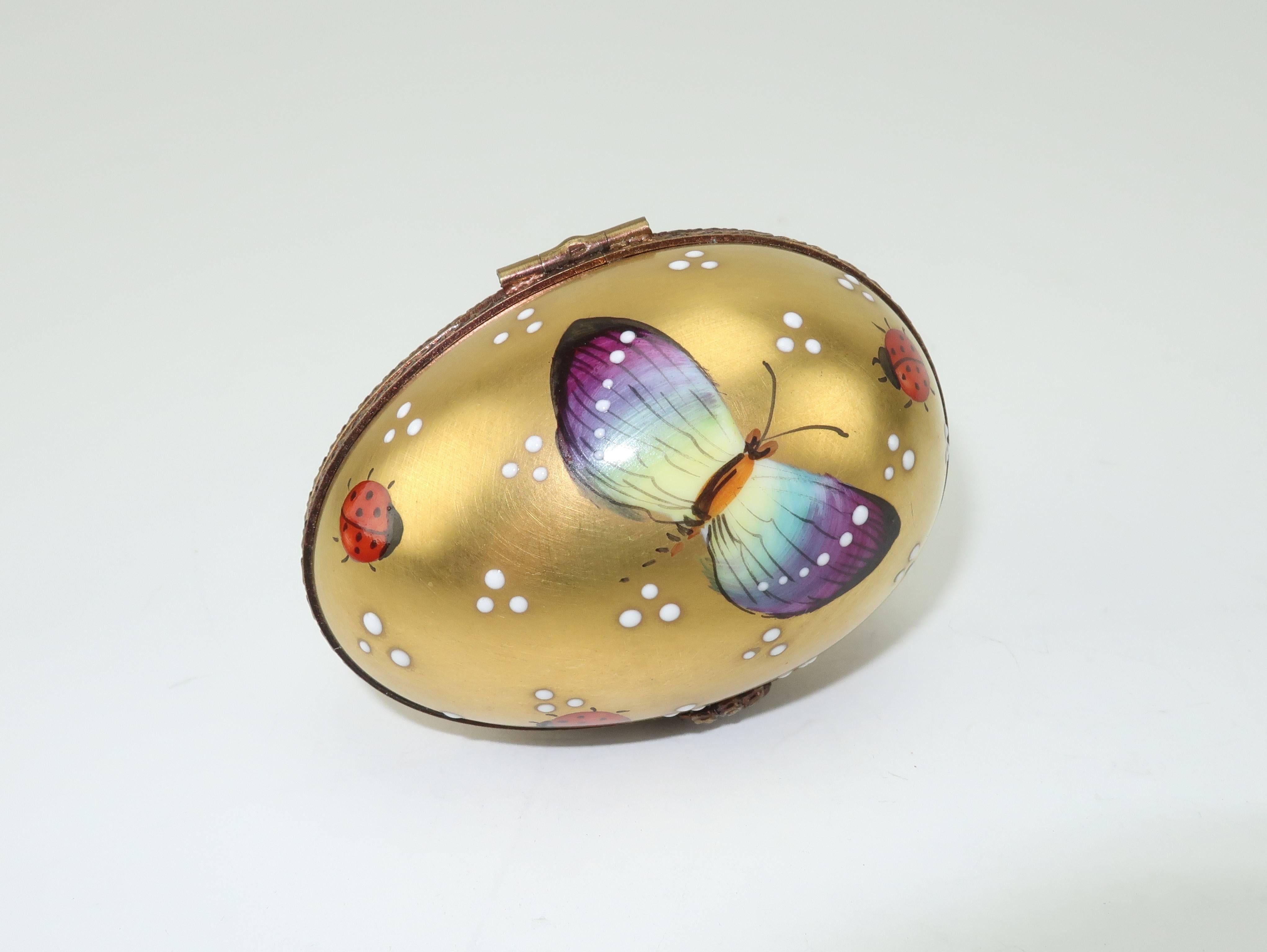 limoges egg shaped trinket box