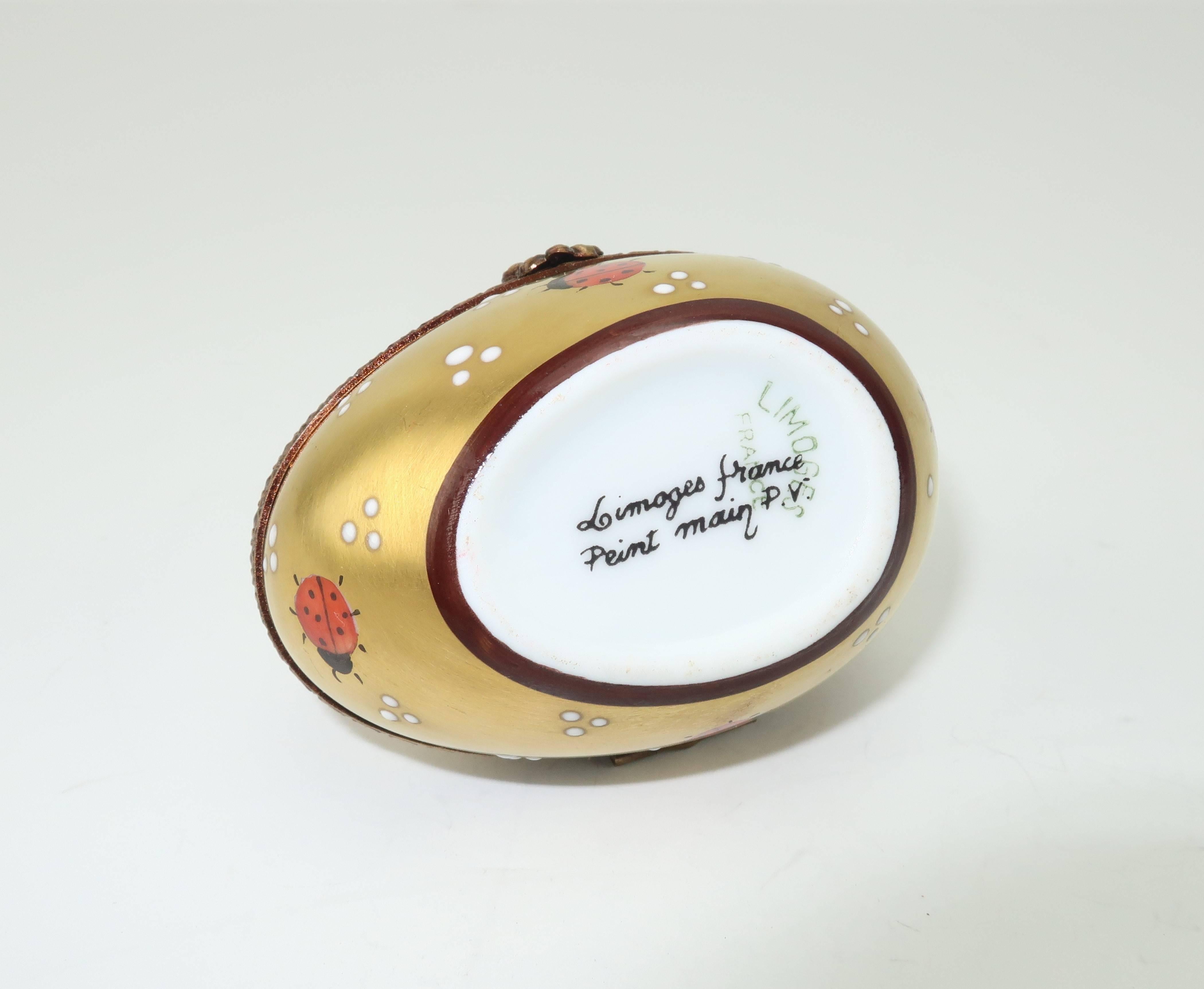 Charming Vintage Limoges Porcelain Egg Shaped Trinket Box 2