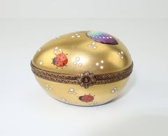 Charming Vintage Limoges Porcelain Egg Shaped Trinket Box