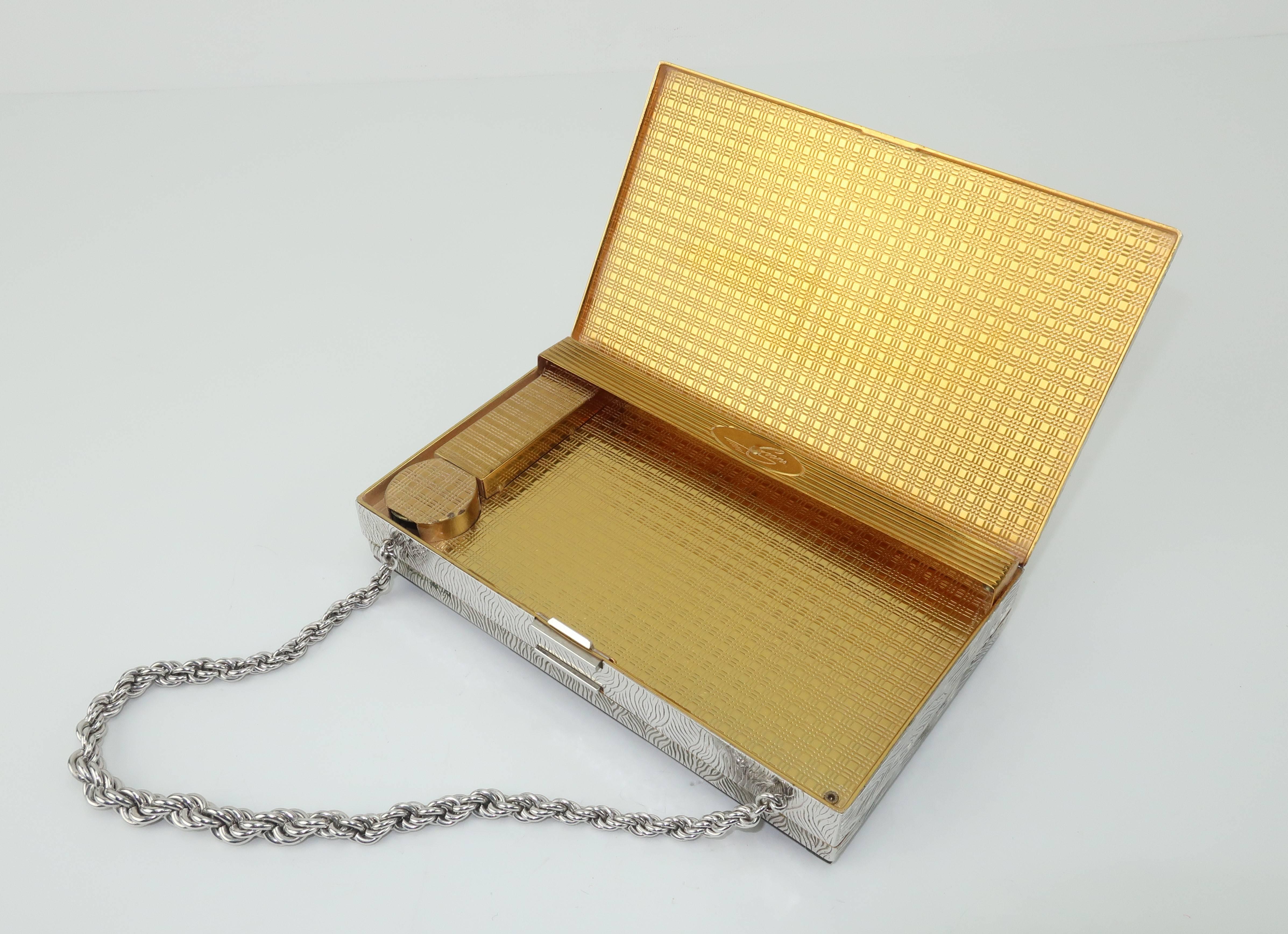 Women's Evans Mother of Pearl Compact Wristlet Handbag, 1950s 