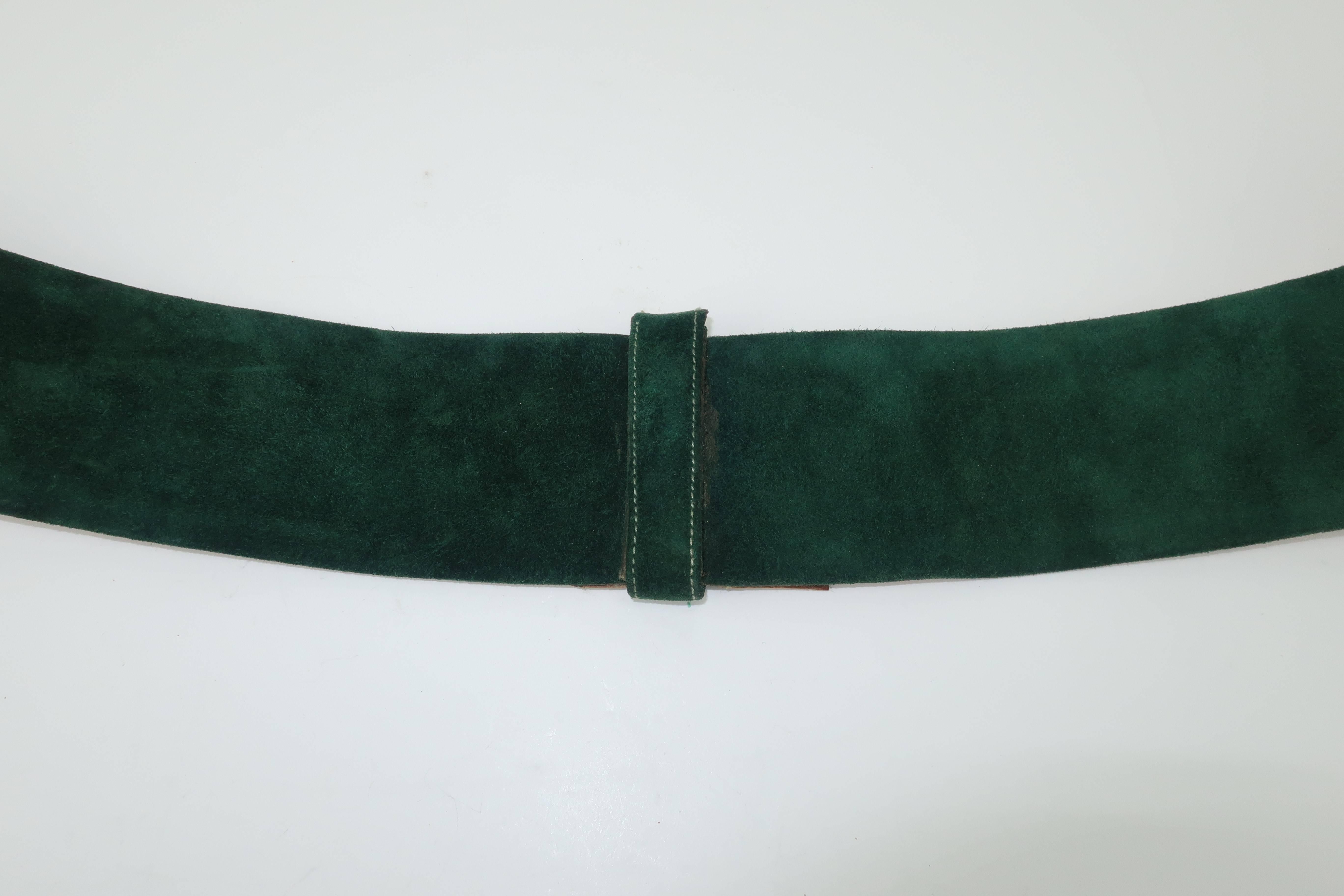 1970's Judith Leiber Gold Filigree Mughal Style Emerald Green Belt 2