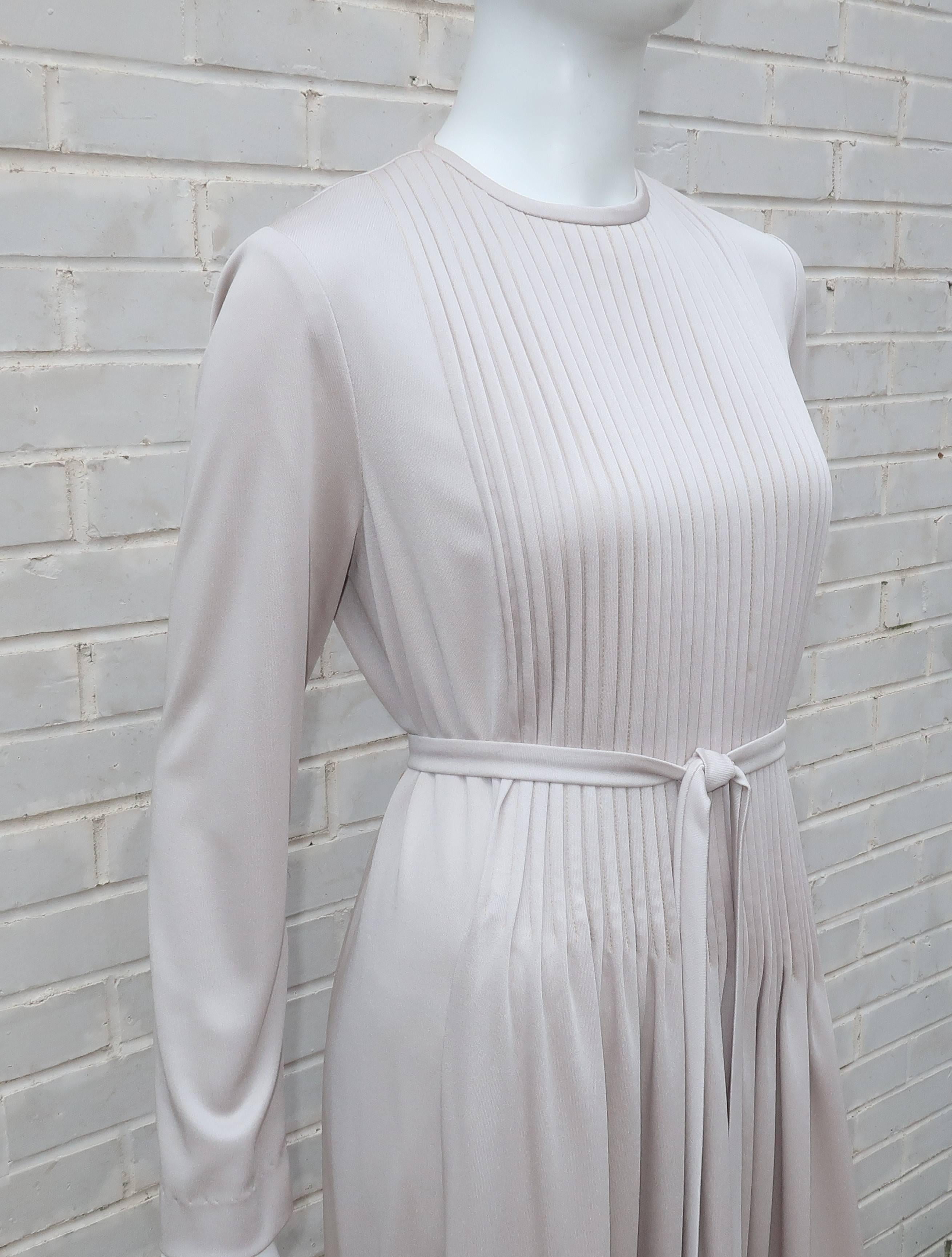 1970's Saks Fifth Avenue Platinum Gray Jersey Evening Dress 2