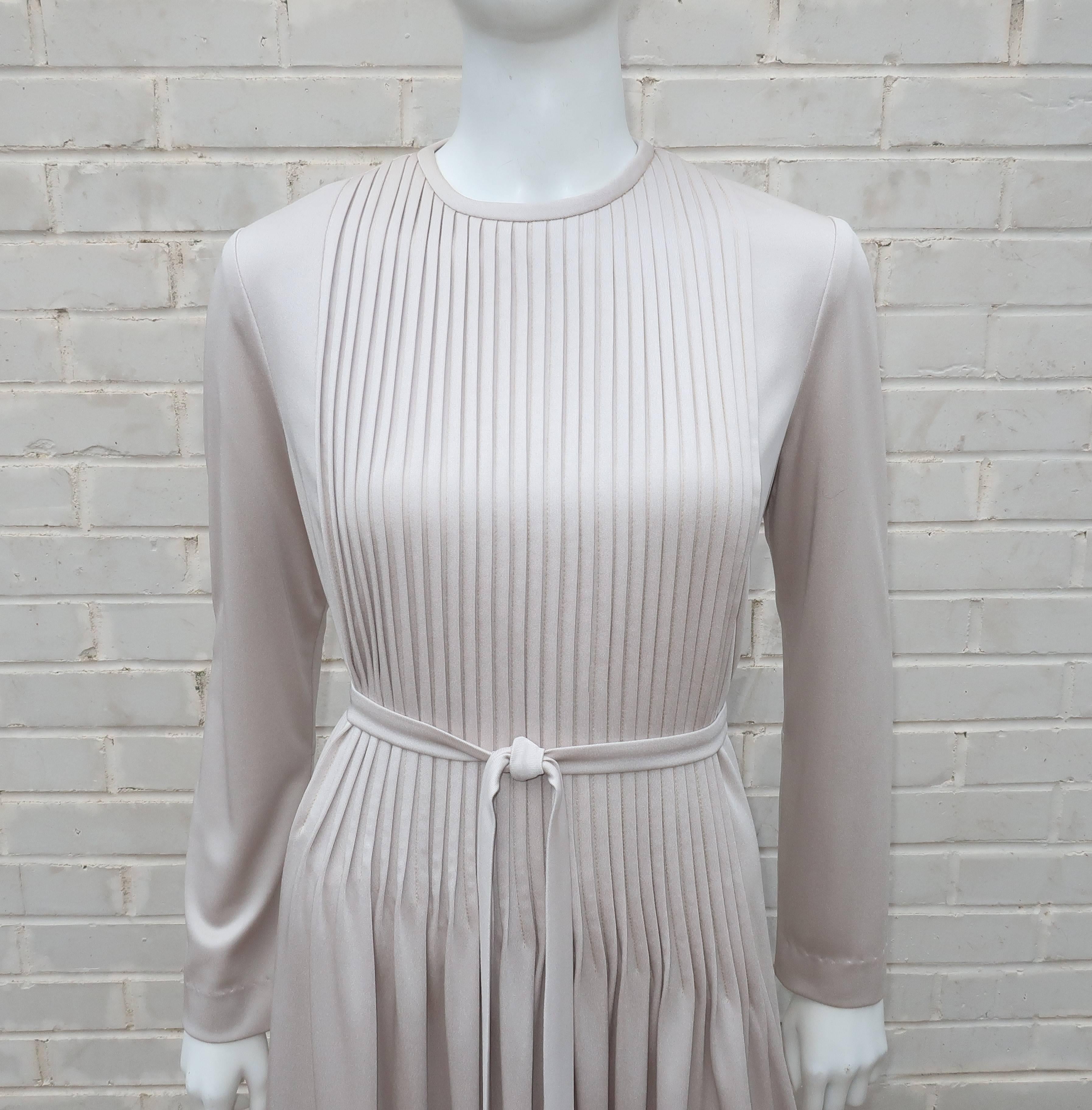 Women's 1970's Saks Fifth Avenue Platinum Gray Jersey Evening Dress