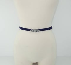 Ralph Lauren Art Deco Inspired Rhinestone Purple Suede Belt