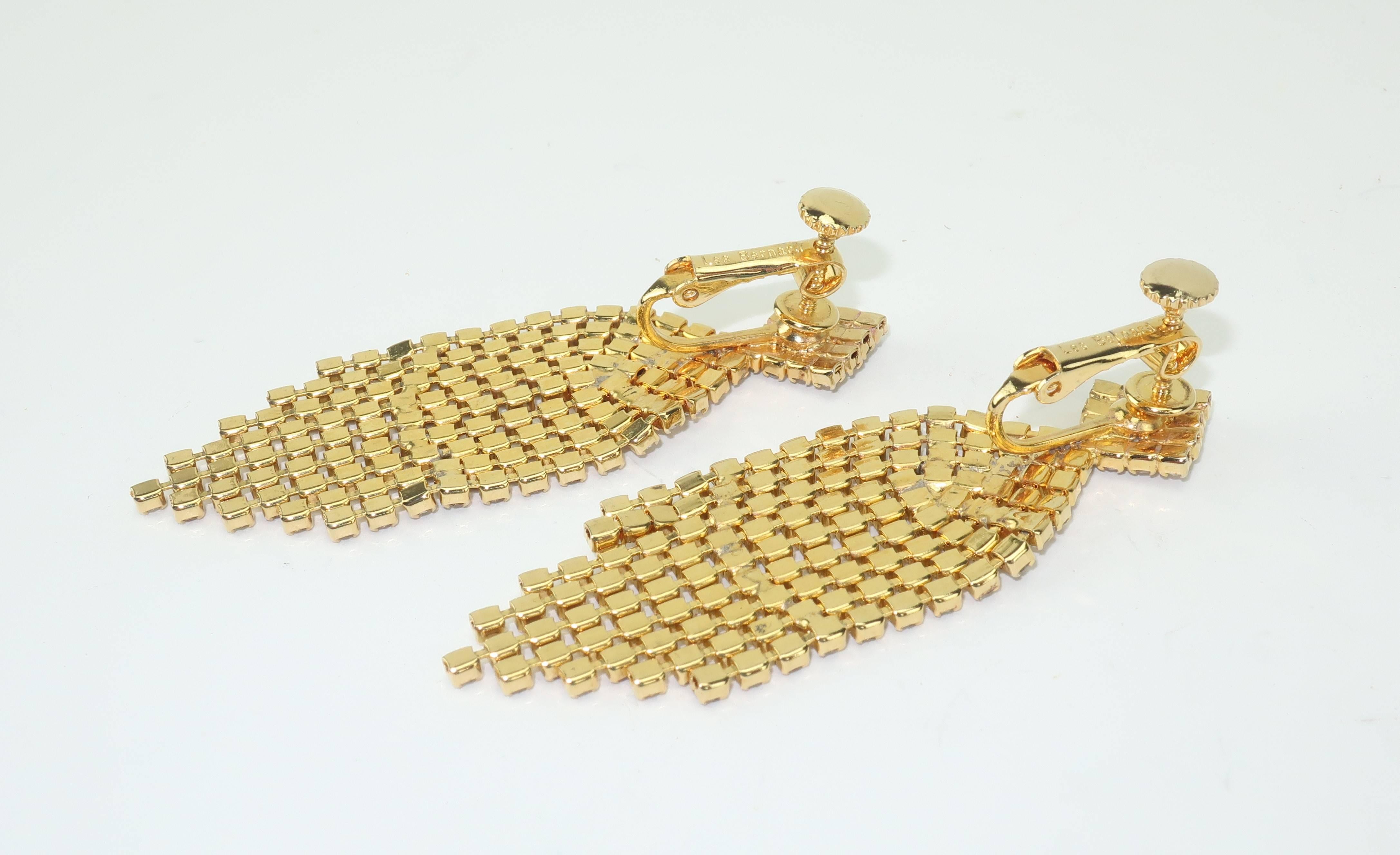 Women's 1960's Les Bernard Waterfall Rhinestone Earrings