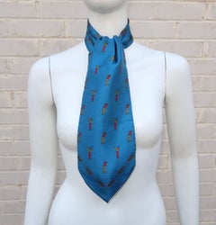 cravate en soie italienne des années 1960 pour hommes avec motif de golfeur