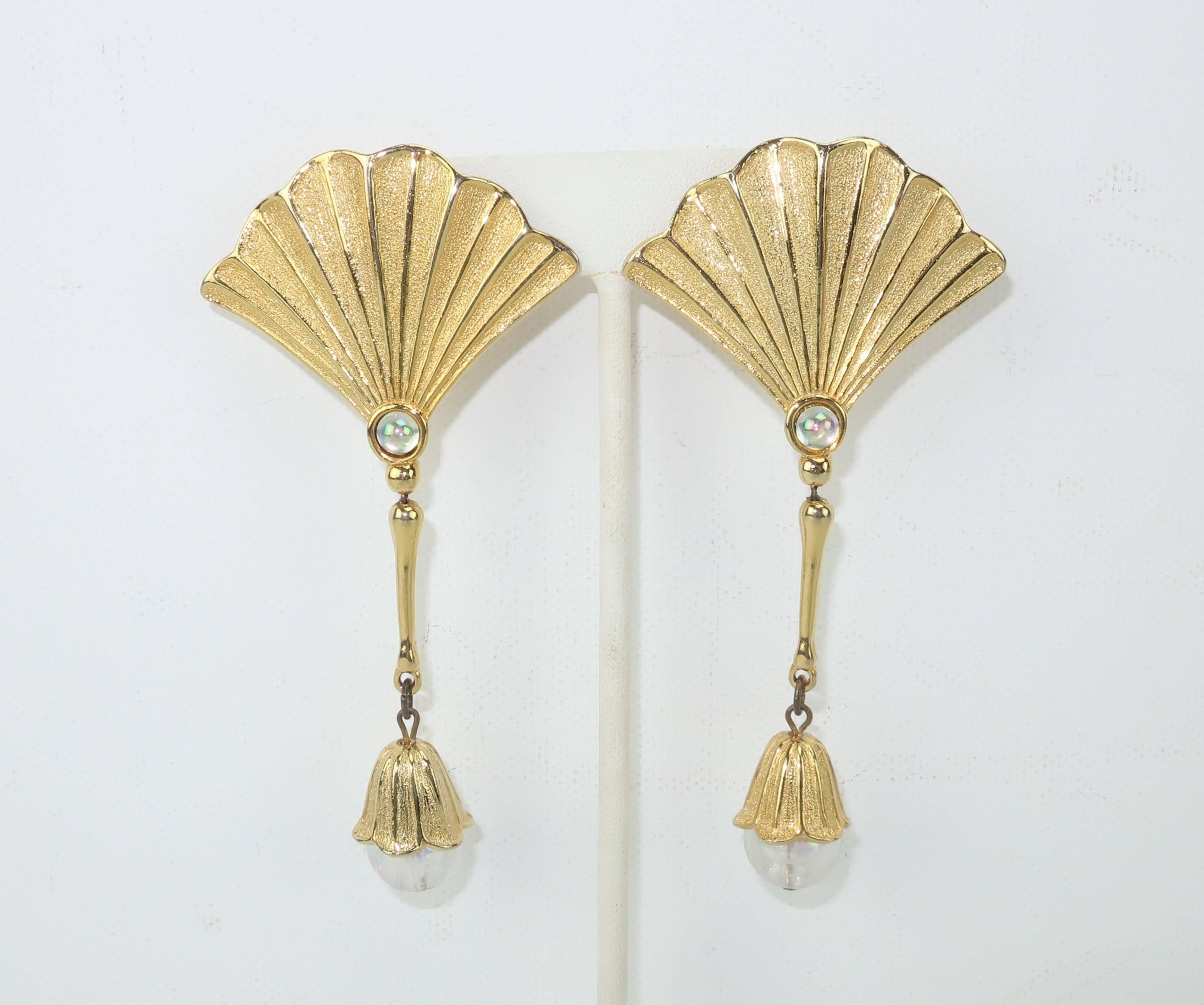 1970's Jonette Jewelry Ginkgo Leaf Dangle Earrings 2