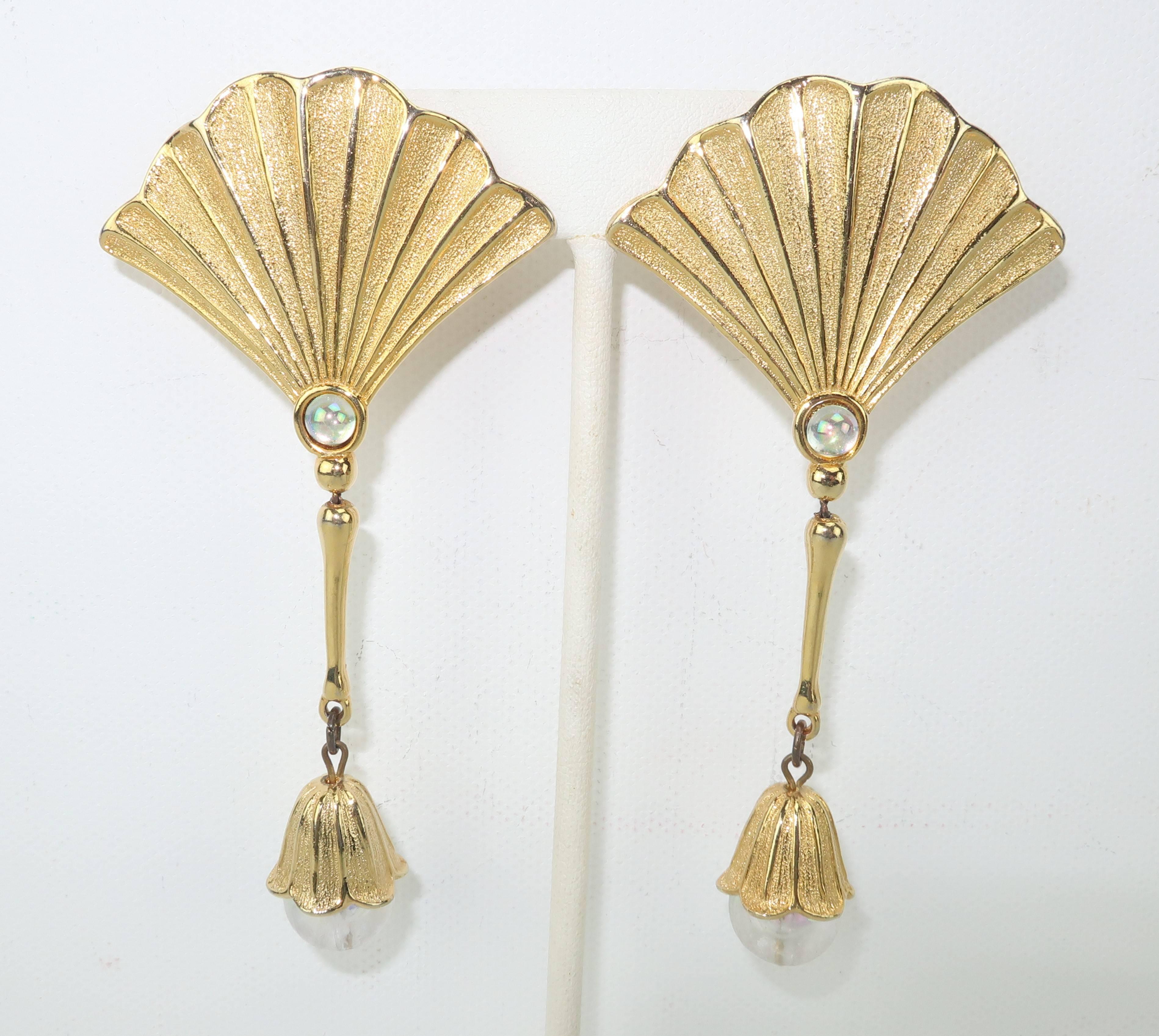 1970's Jonette Jewelry Ginkgo Leaf Dangle Earrings 3