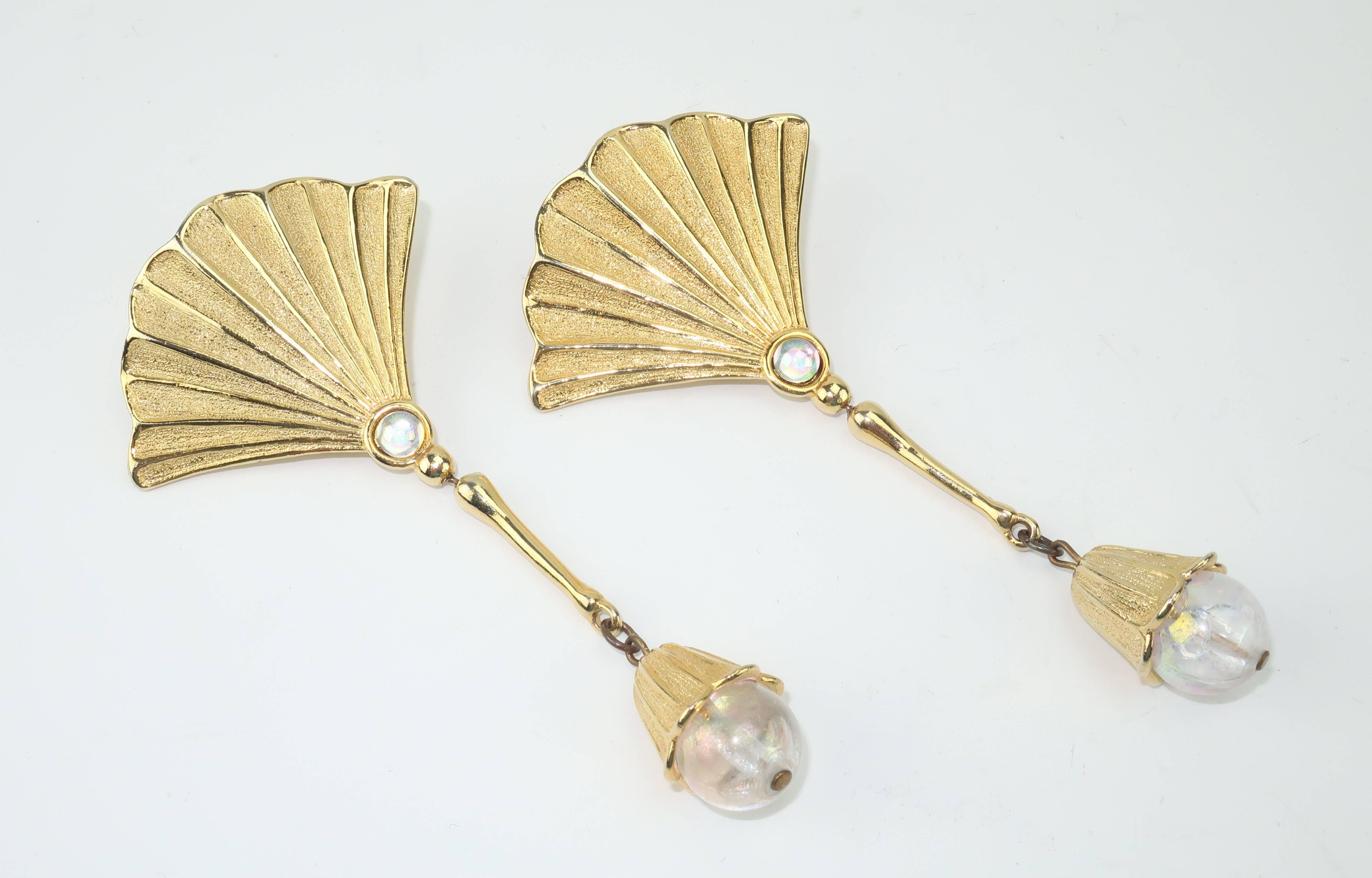 1970's Jonette Jewelry Ginkgo Leaf Dangle Earrings 4