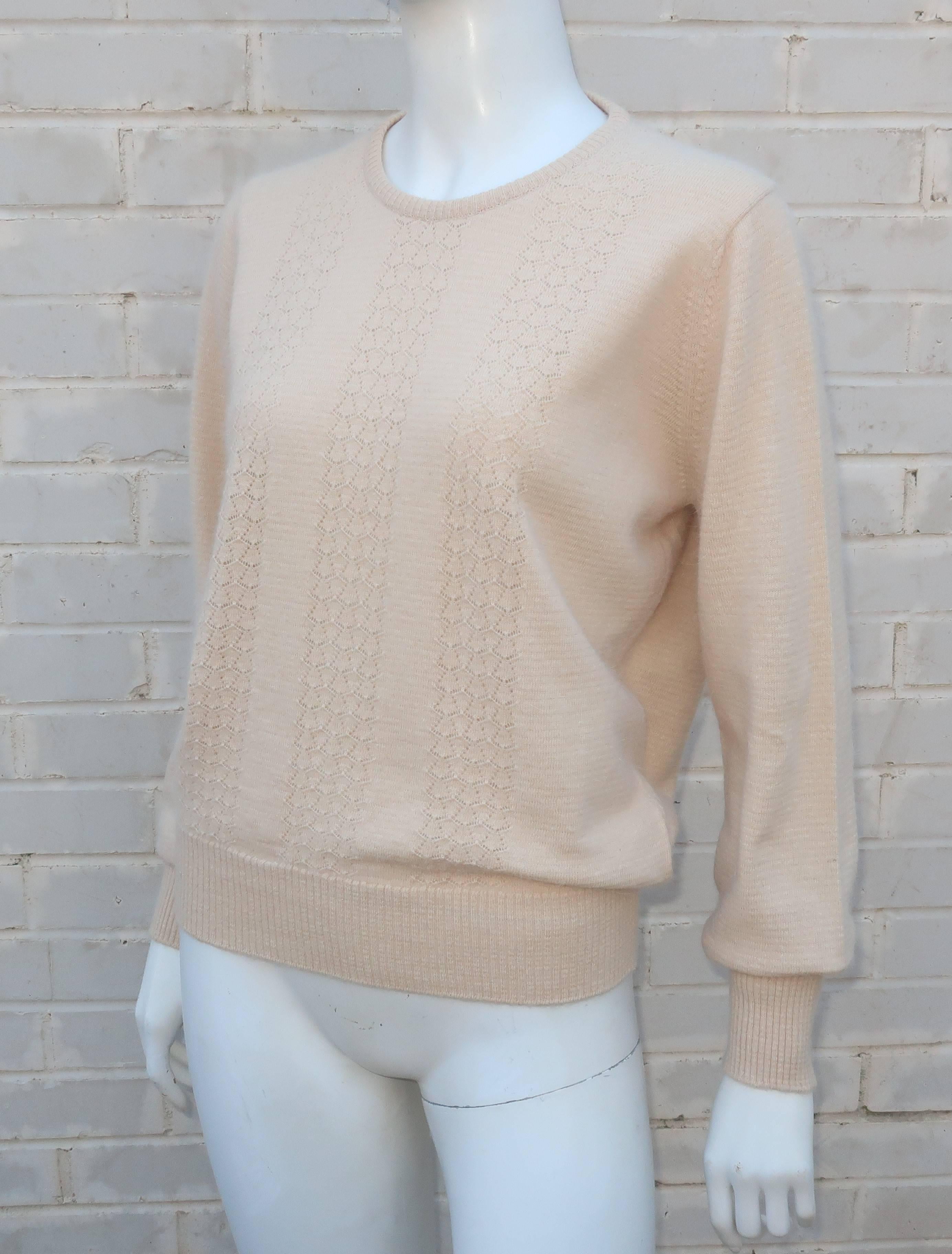 Jaeger Angora Wool Pointelle Sweater, 1970s  1