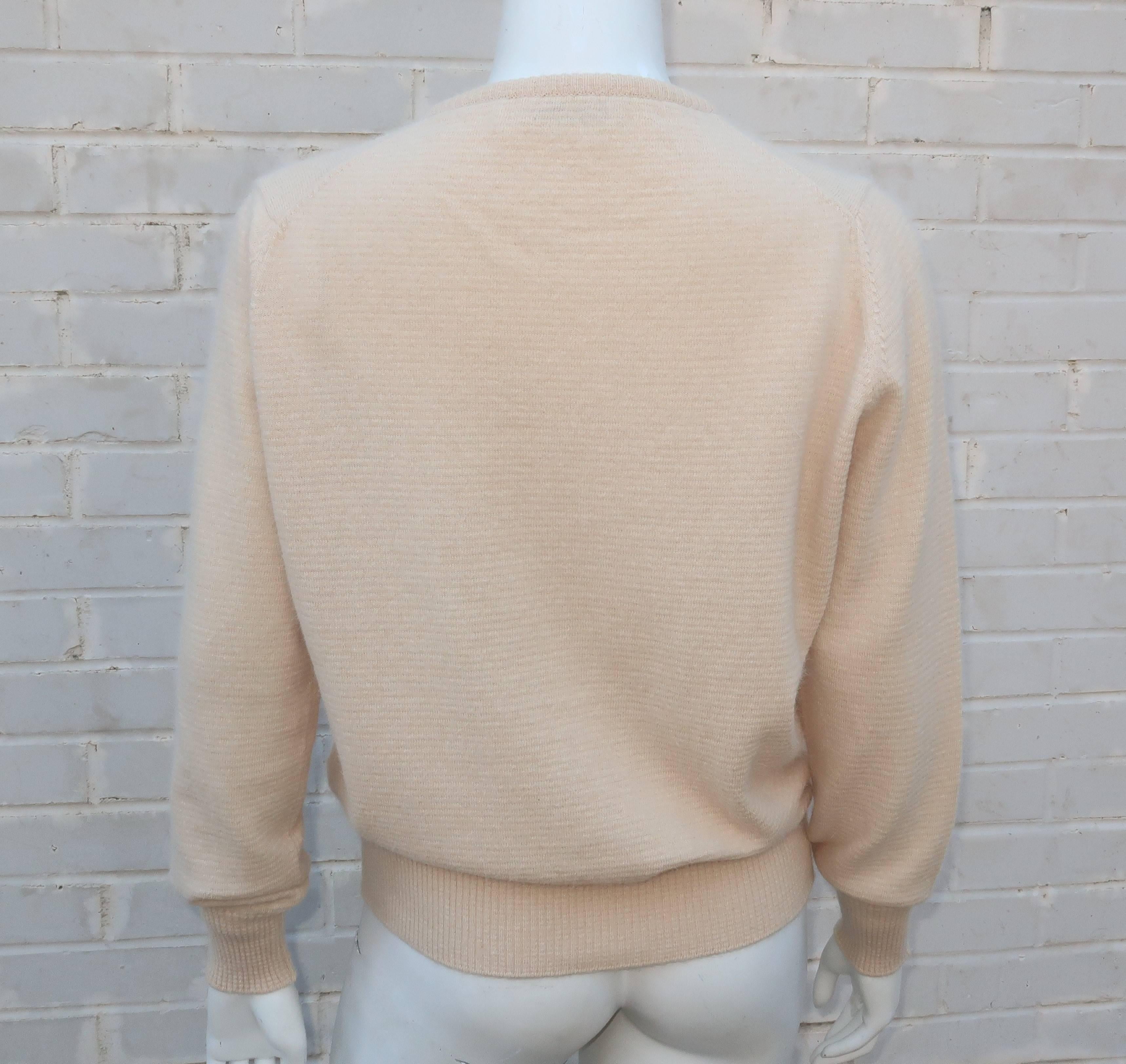 Jaeger Angora Wool Pointelle Sweater, 1970s  2