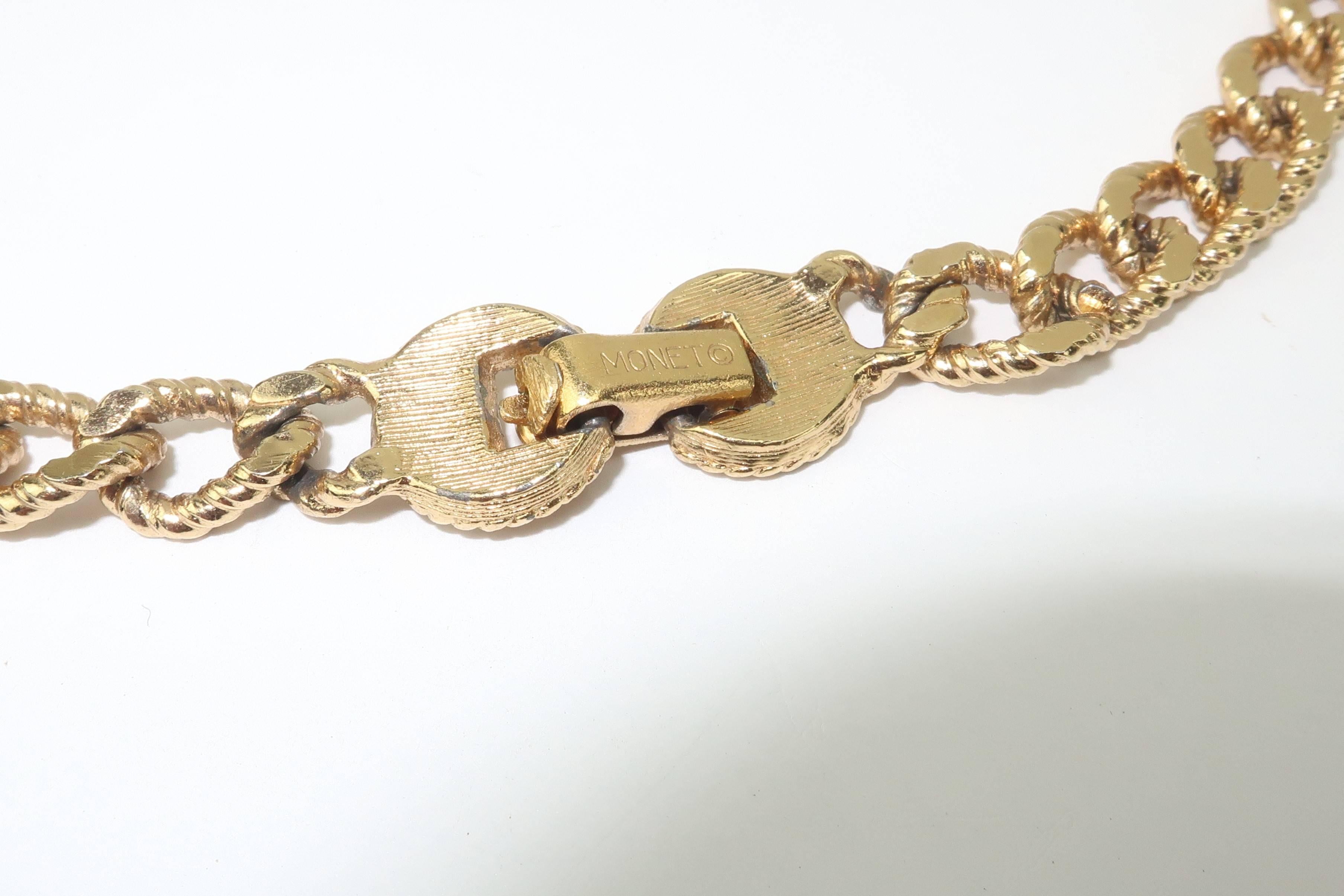 1960’s Monet Gold Tone Modernist Pendant Necklace 5
