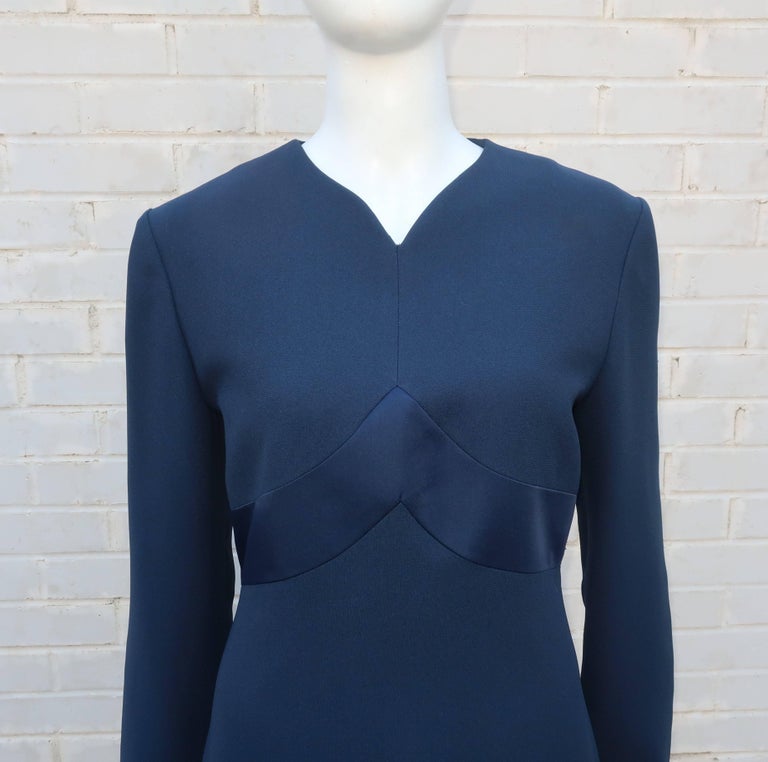 Classic 1980’s Carolina Herrera Day to Evening Blue Dress For Sale at ...