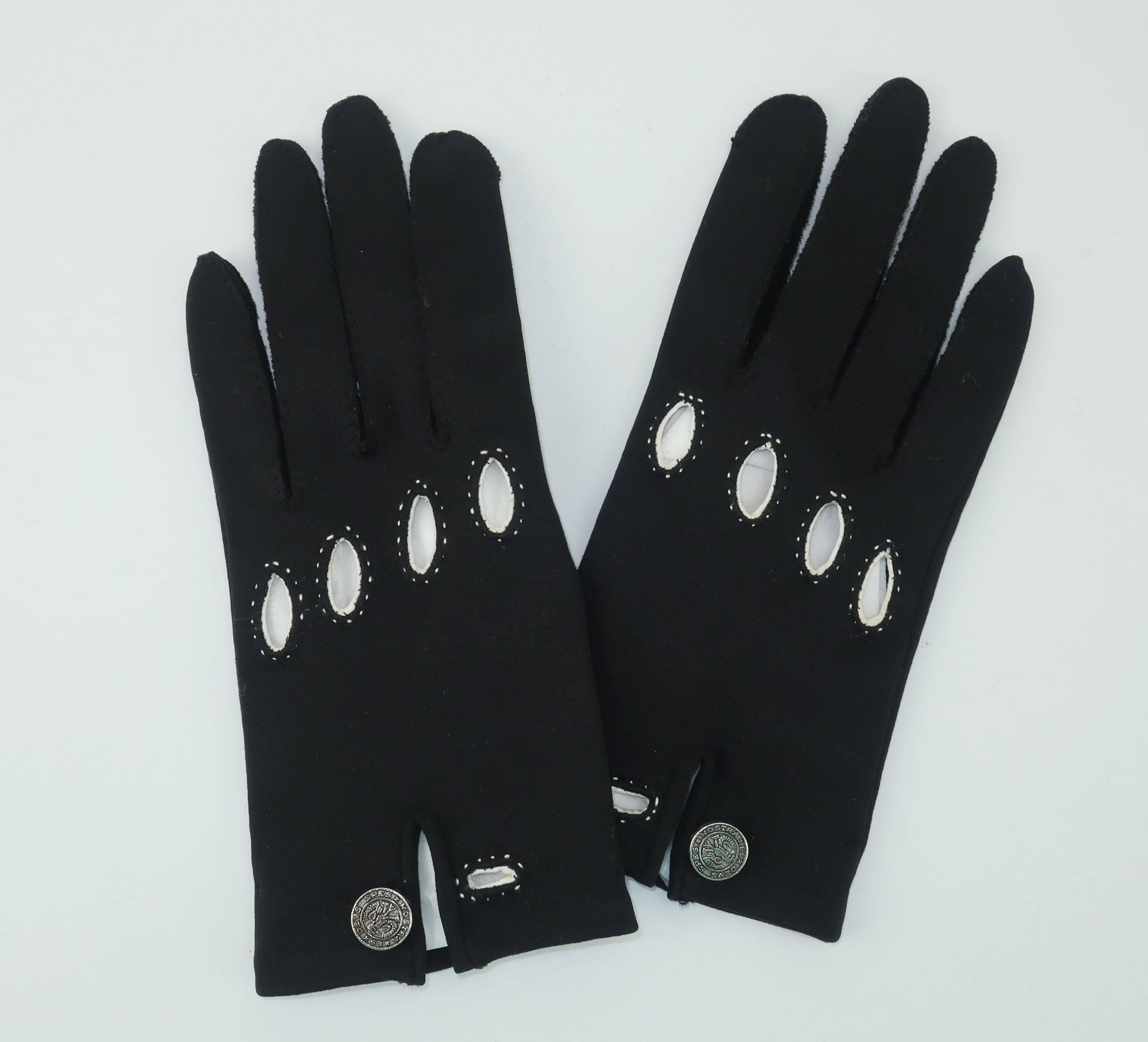 1960’s Saks Fifth Avenue Black & White Driving Gloves 1