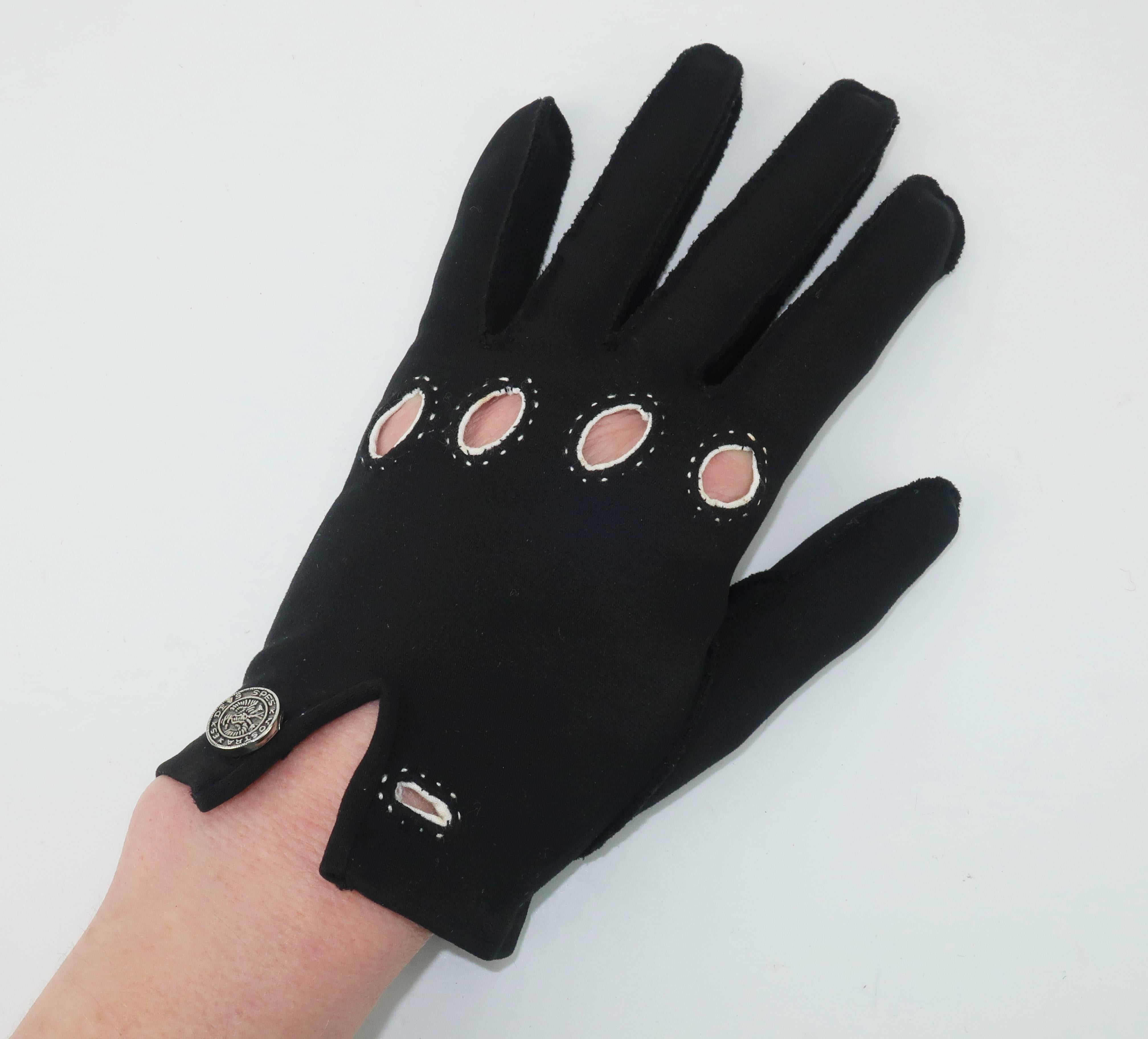 Women's 1960’s Saks Fifth Avenue Black & White Driving Gloves