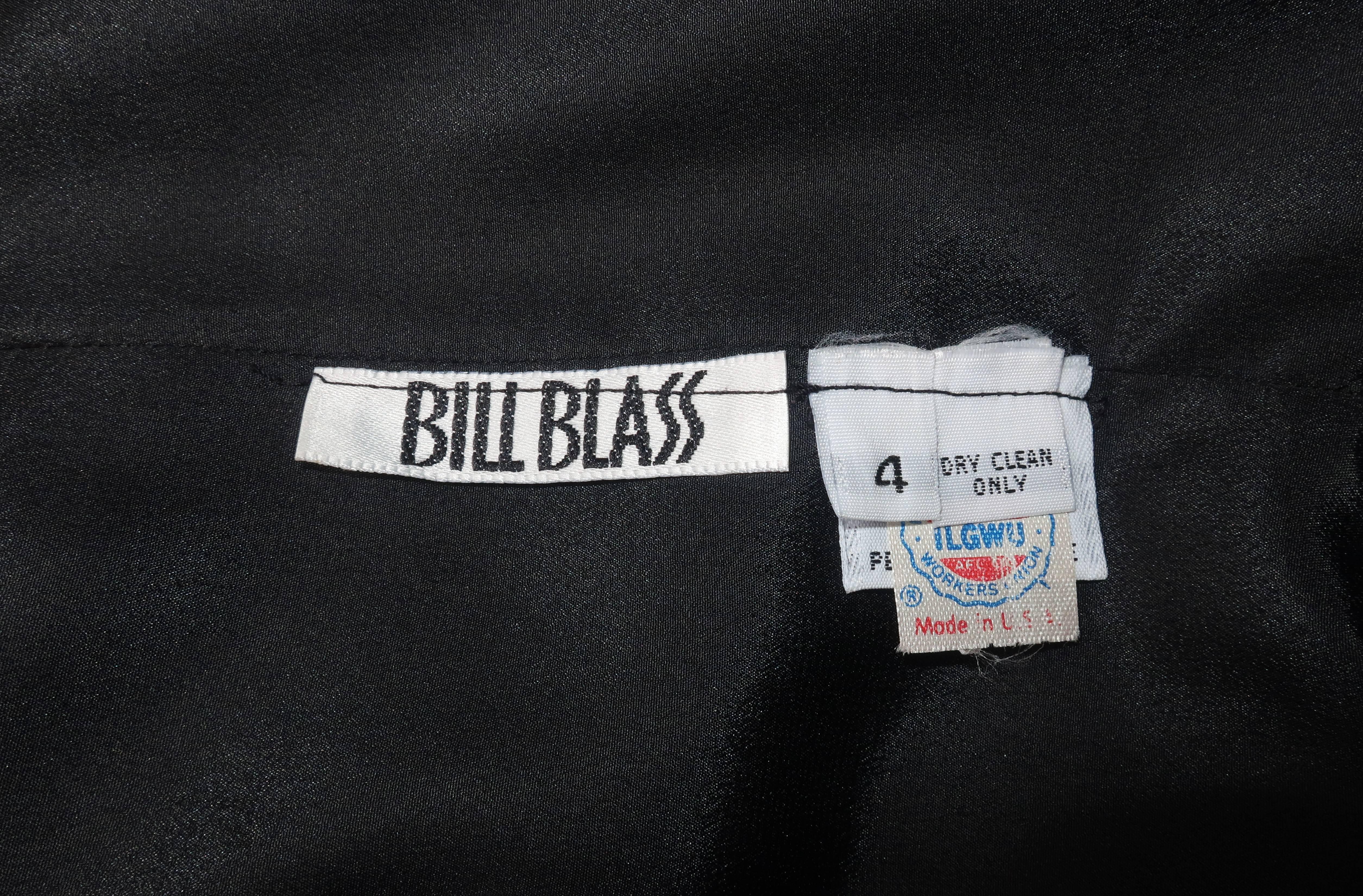 Bill Blass Schwarzes Seiden-Cocktailkleid mit Rundum-Druck, ca. 1980 im Angebot 6