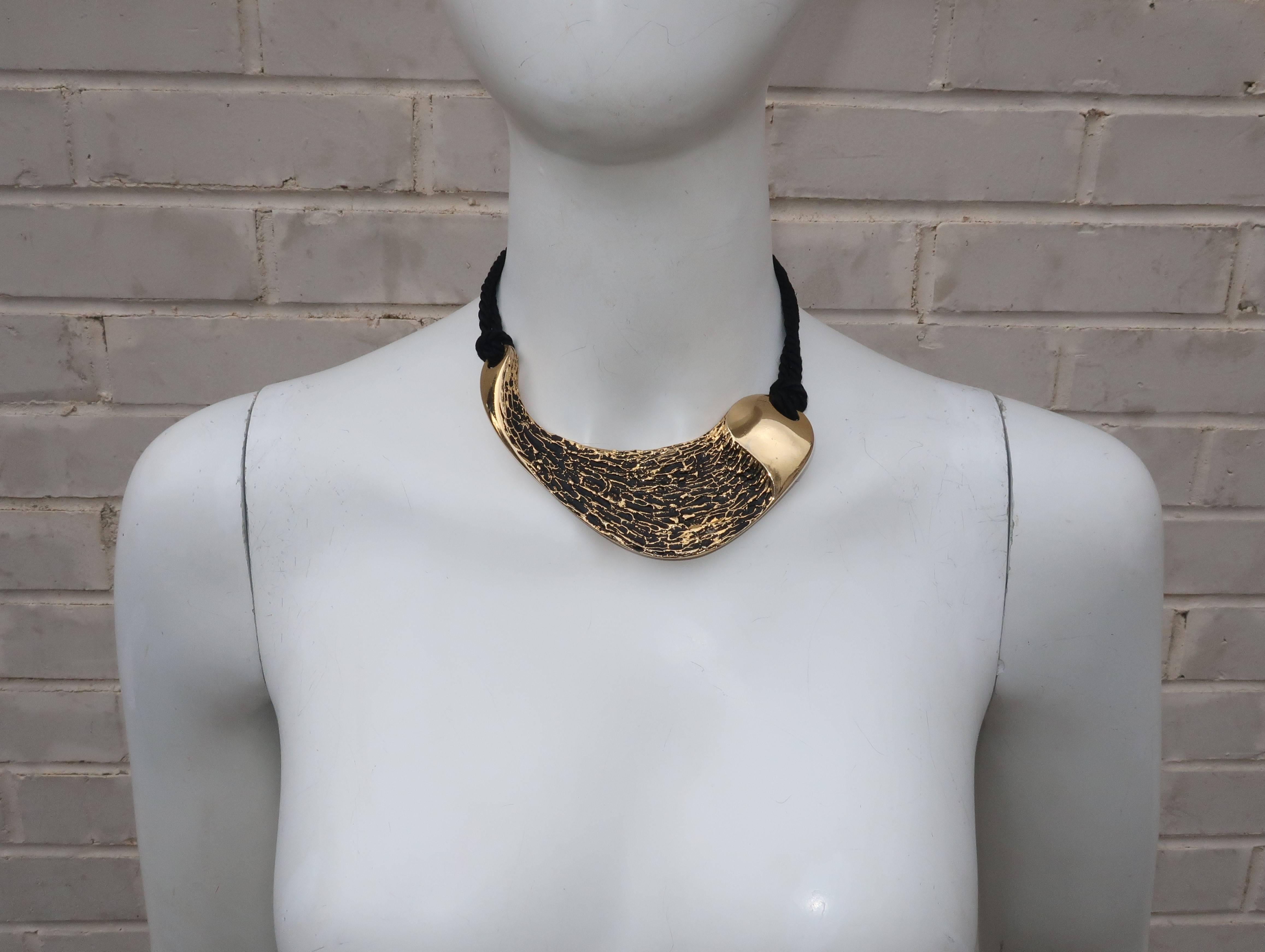 Women's 1970’s Pierre Cardin Brutalist Gold Tone Sculptural Necklace