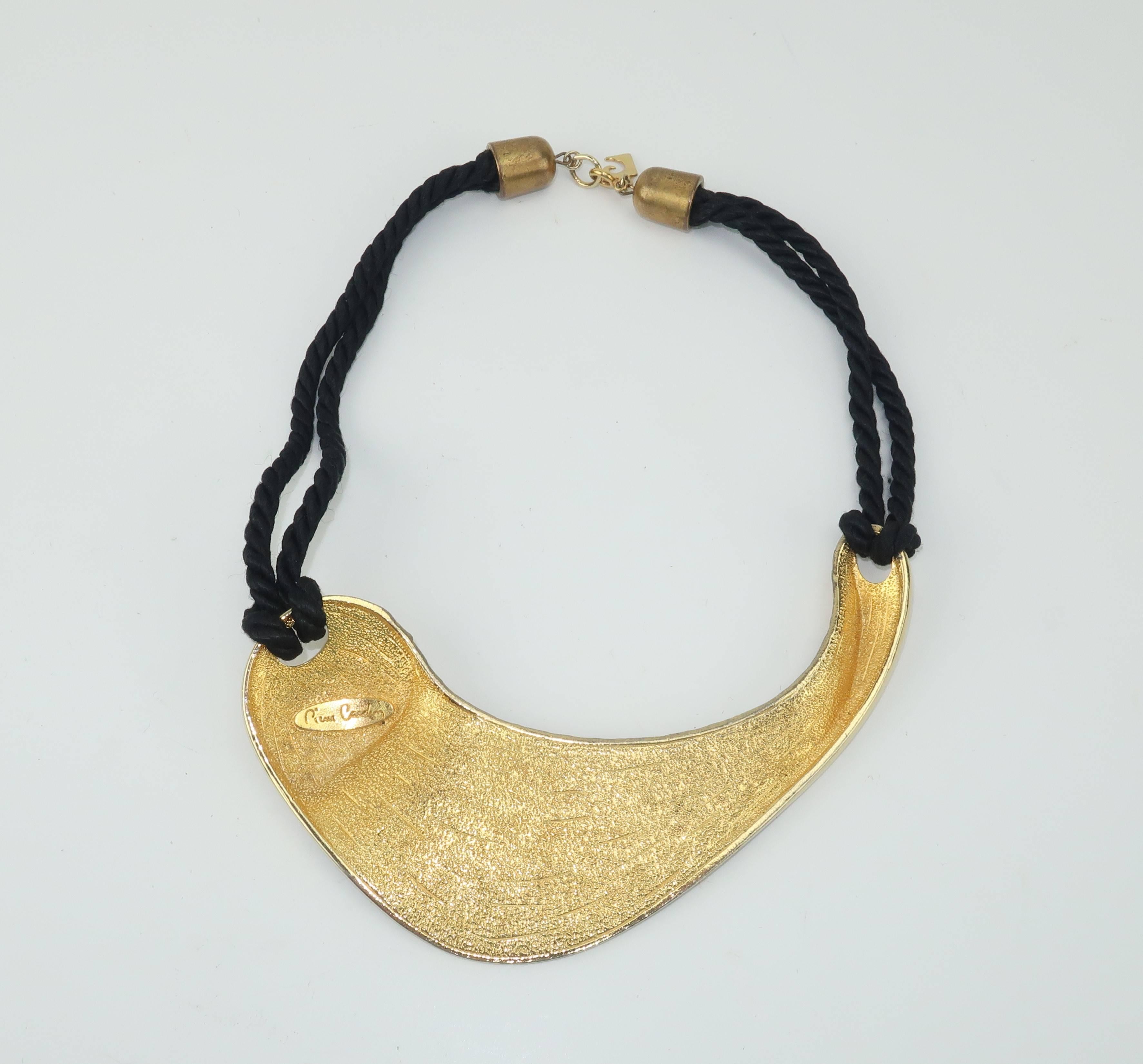 1970’s Pierre Cardin Brutalist Gold Tone Sculptural Necklace 3