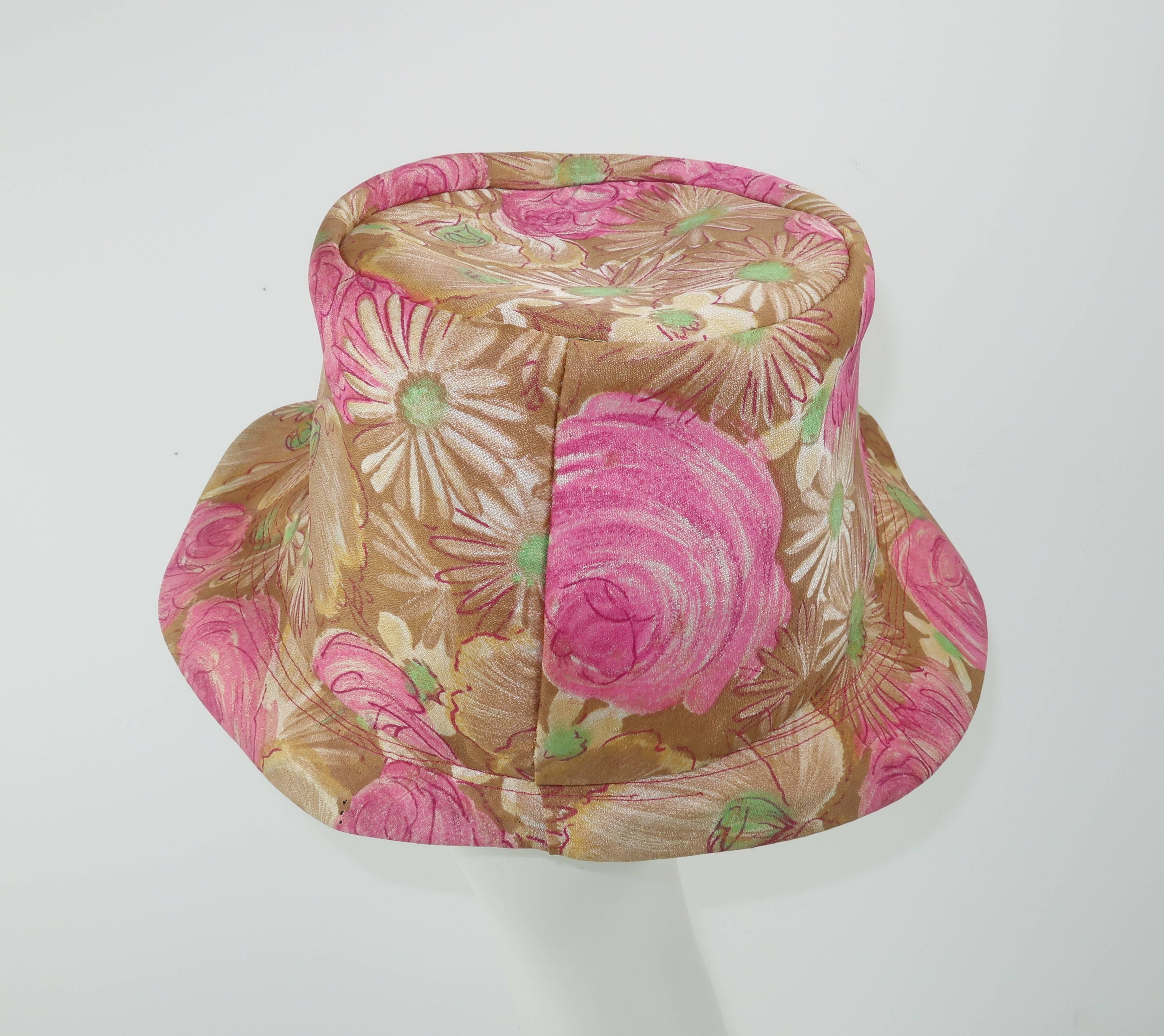Claire Ann Floral Floppy Hat, 1960s   In Good Condition In Atlanta, GA