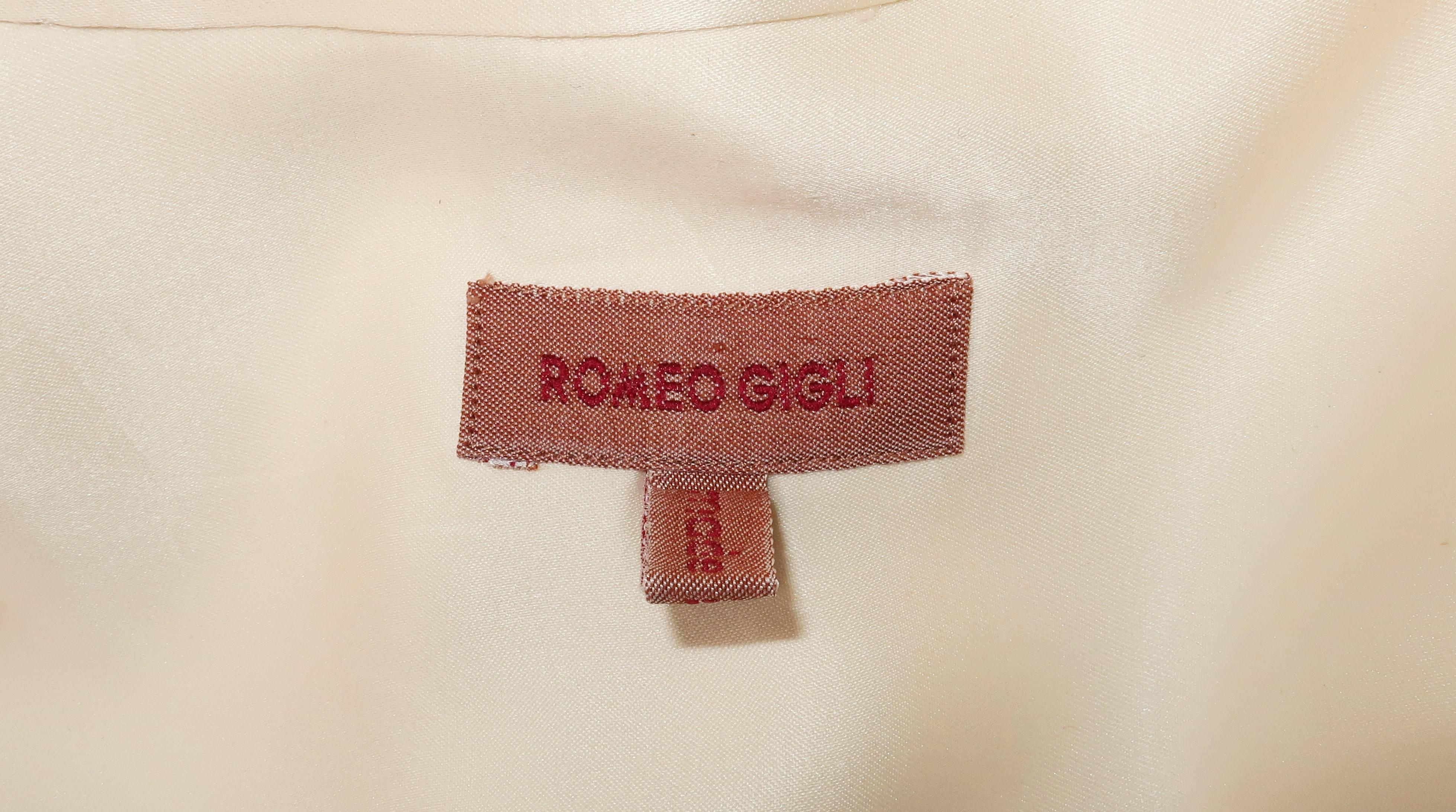 1980's Romeo Gigli Ivory Silk Blouse With Sash Cuffs 5