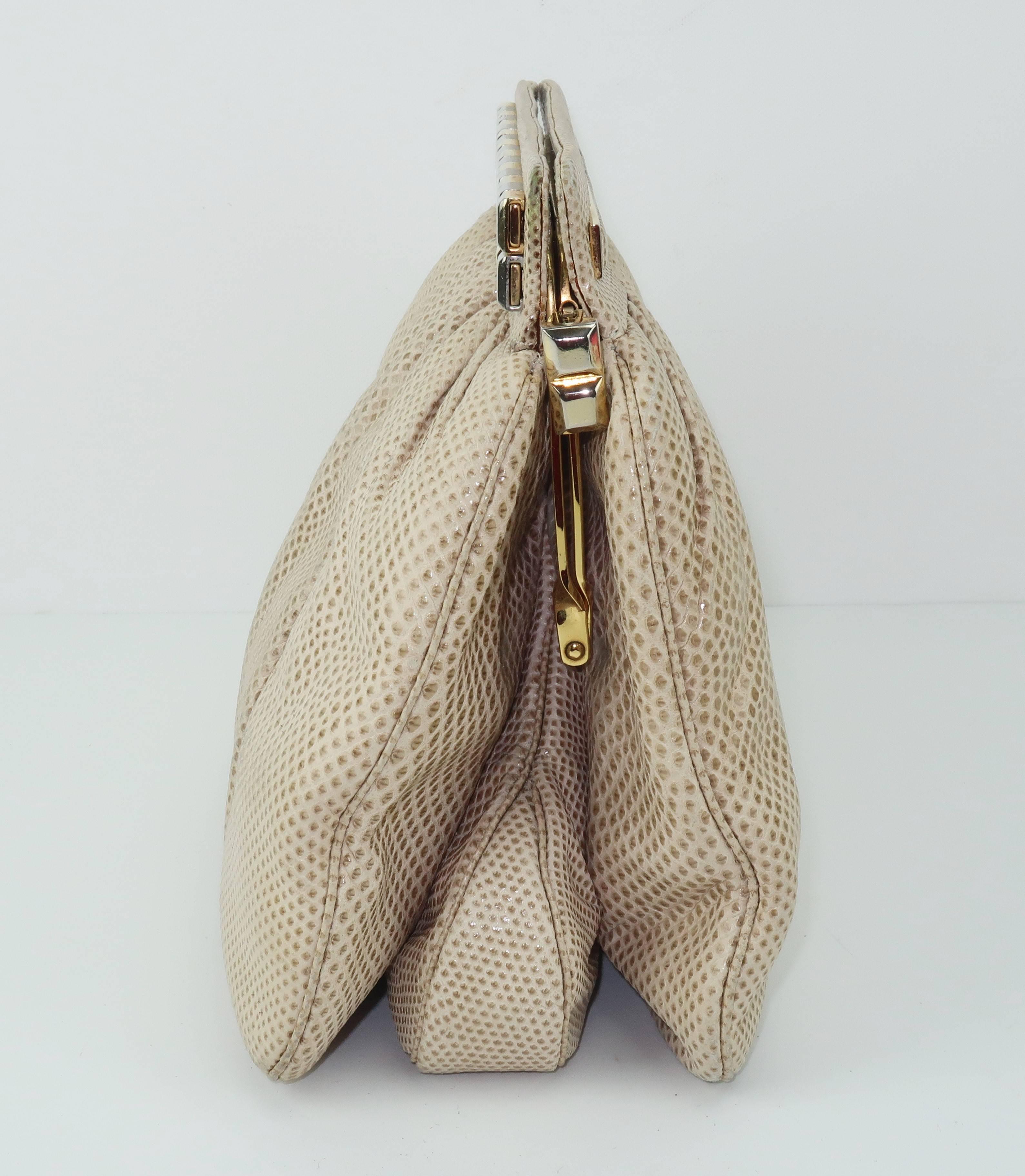 Brown 1980's Judith Leiber Karung Convertible Clutch Handbag 