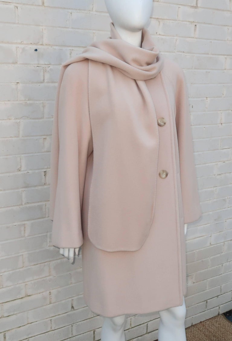 Saks Fifth Avenue Cashmere Car Coat Jacket With Built In Scarf, 1980s ...