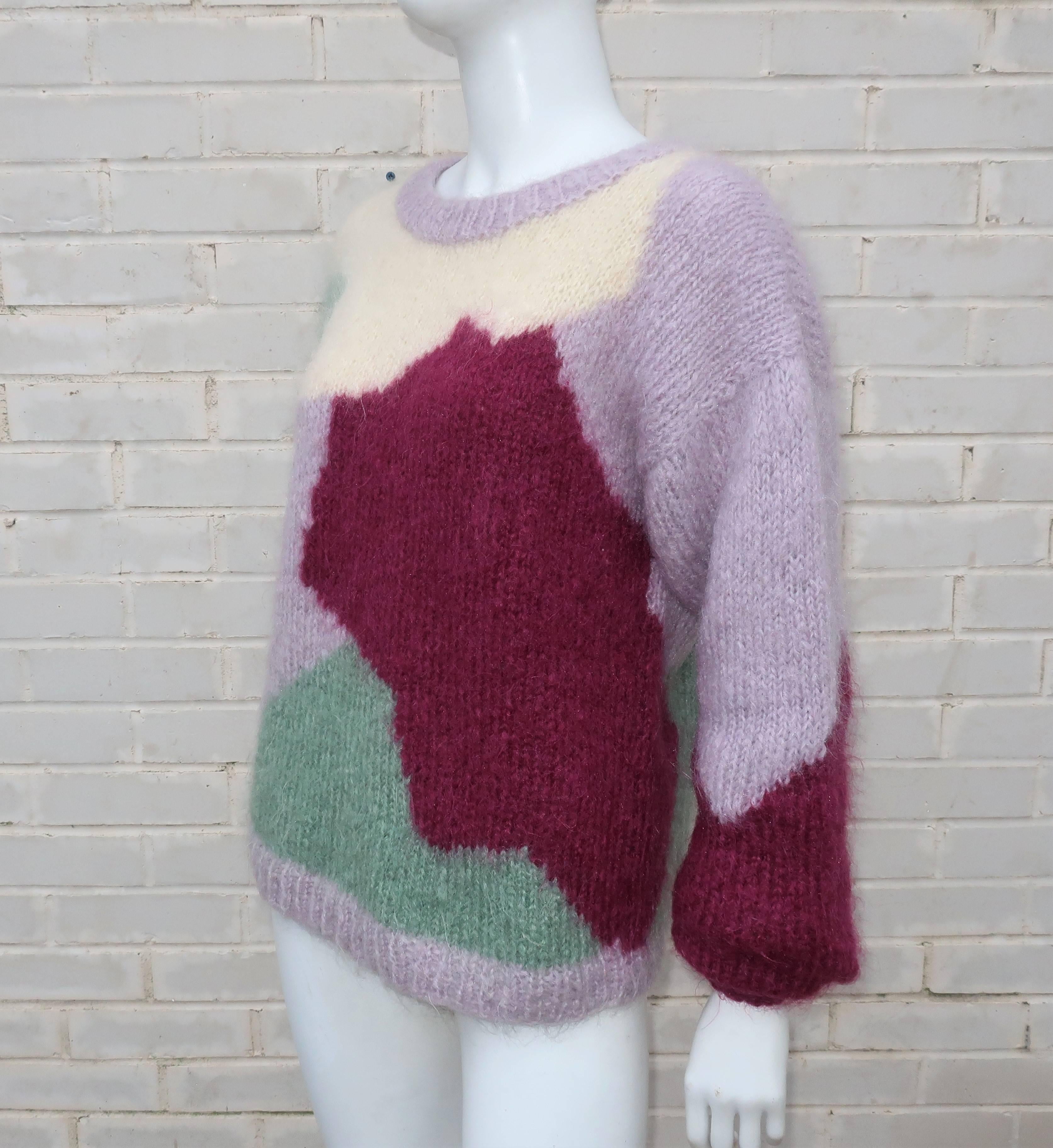 Mohair Color Block Boyfriend Style Sweater, 1980s  1
