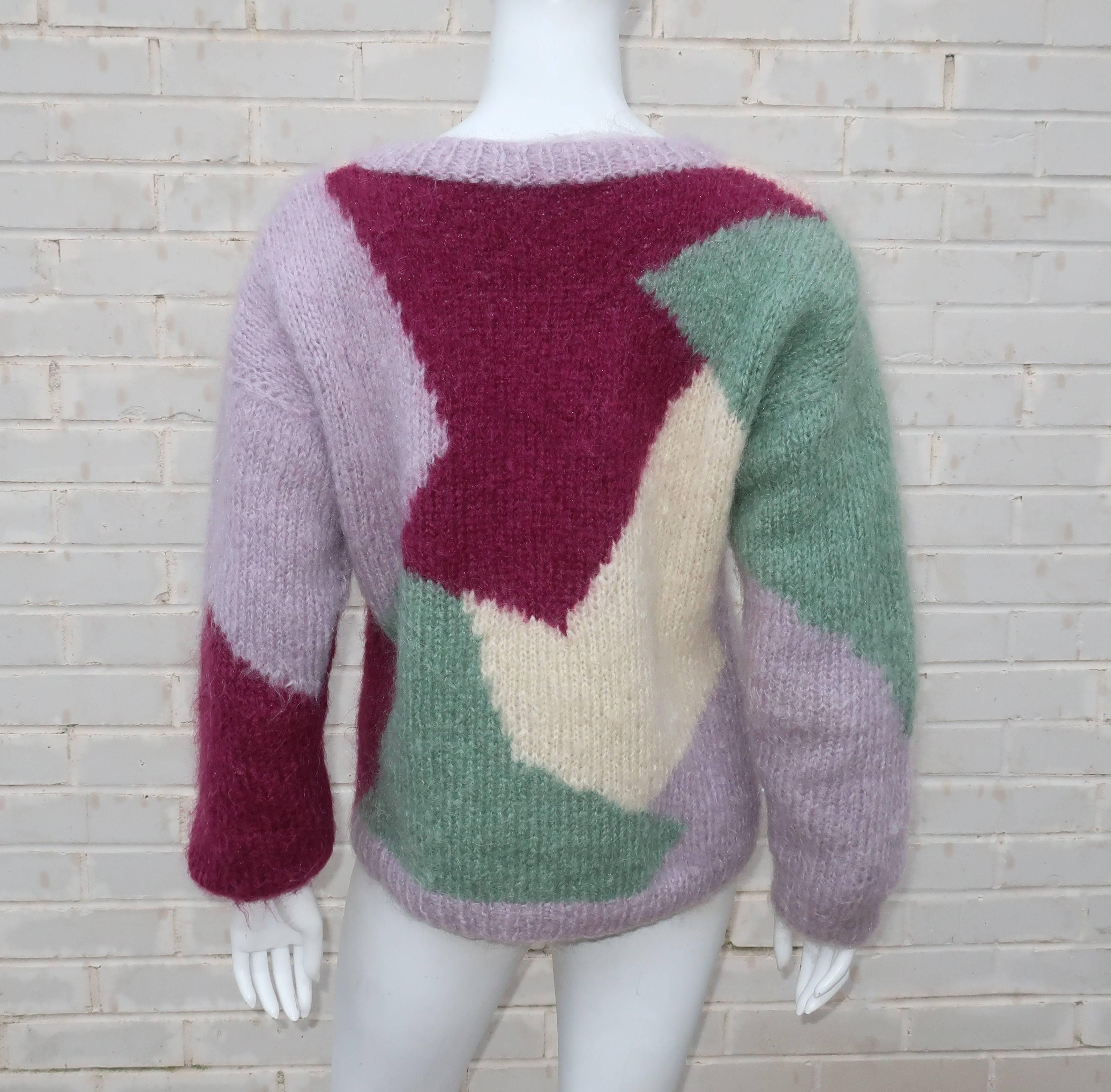 Mohair Color Block Boyfriend Style Sweater, 1980s  2