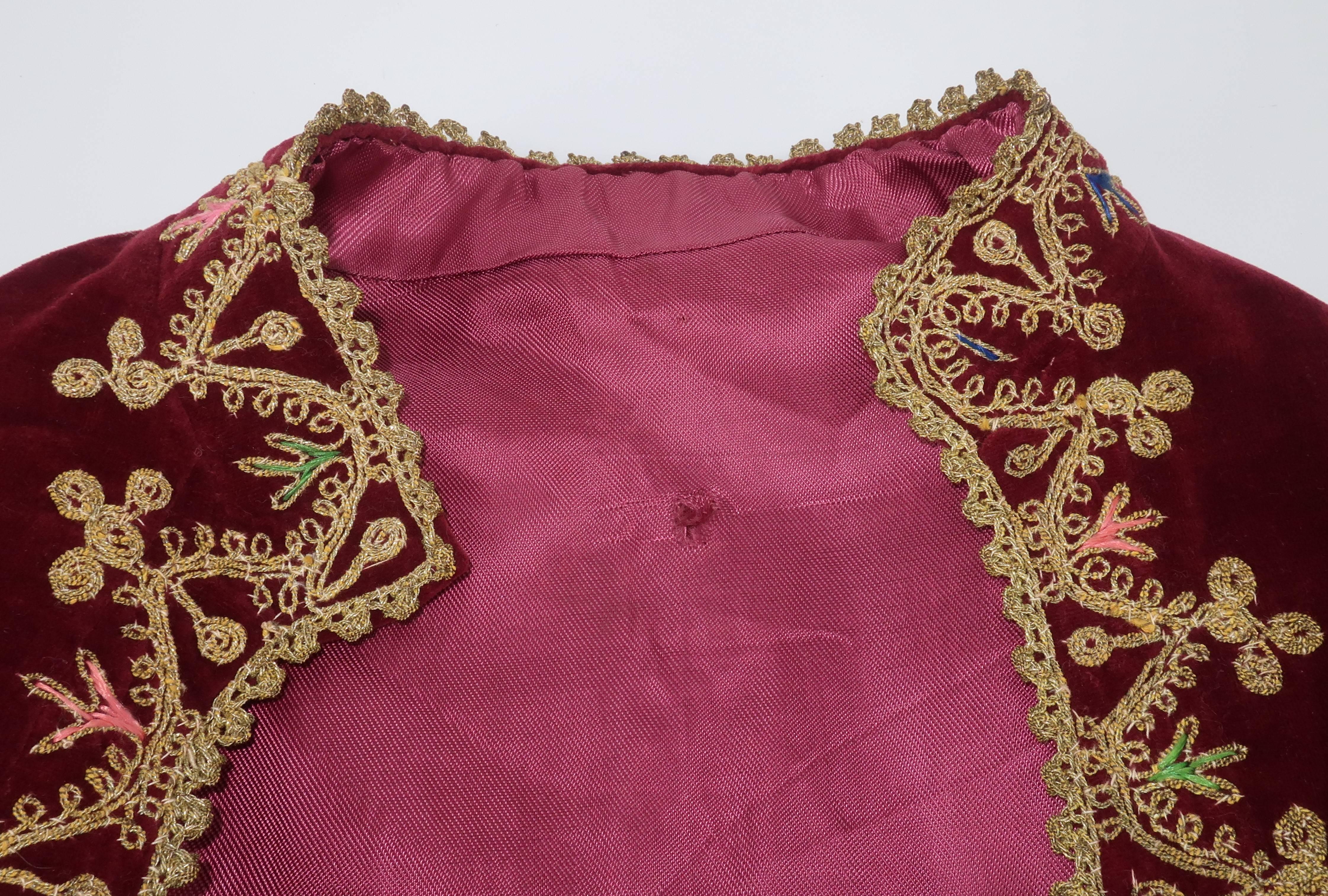 Exotic 1970’s Moroccan Embroidered Velveteen Cropped Jacket 3