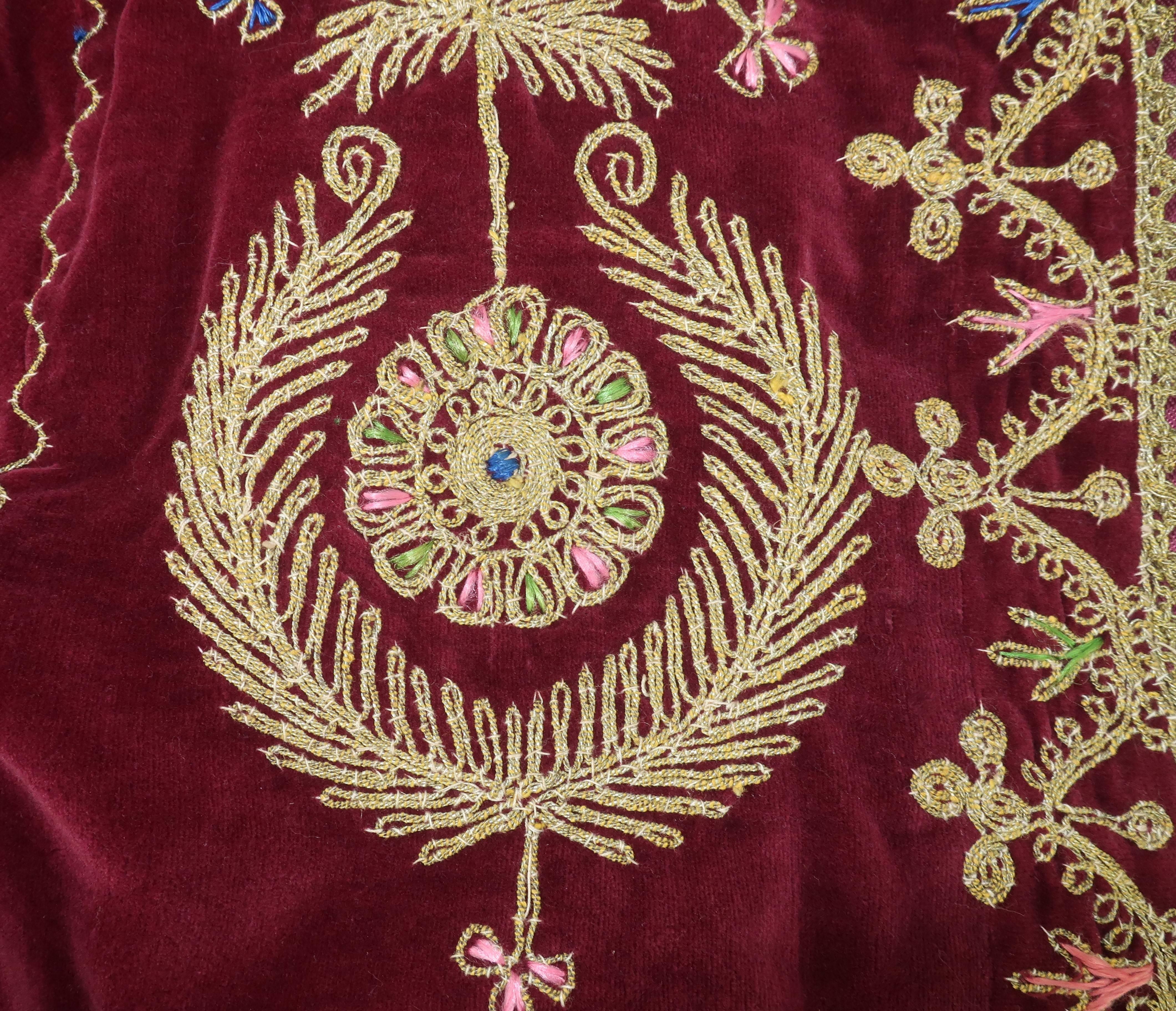 Exotic 1970’s Moroccan Embroidered Velveteen Cropped Jacket 2