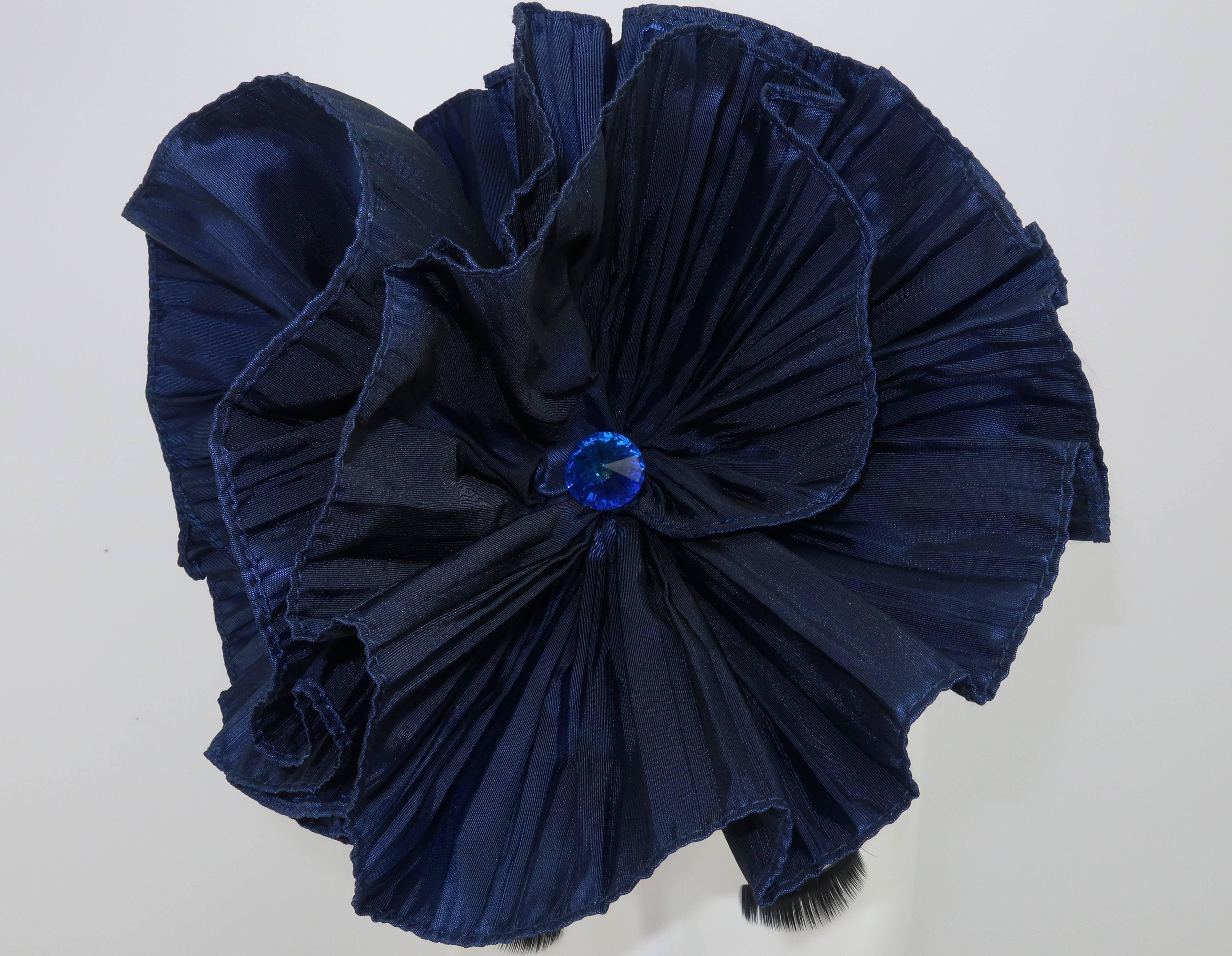 Women's 1980’s Blue Taffeta Fascinator Hat Hair Ornament