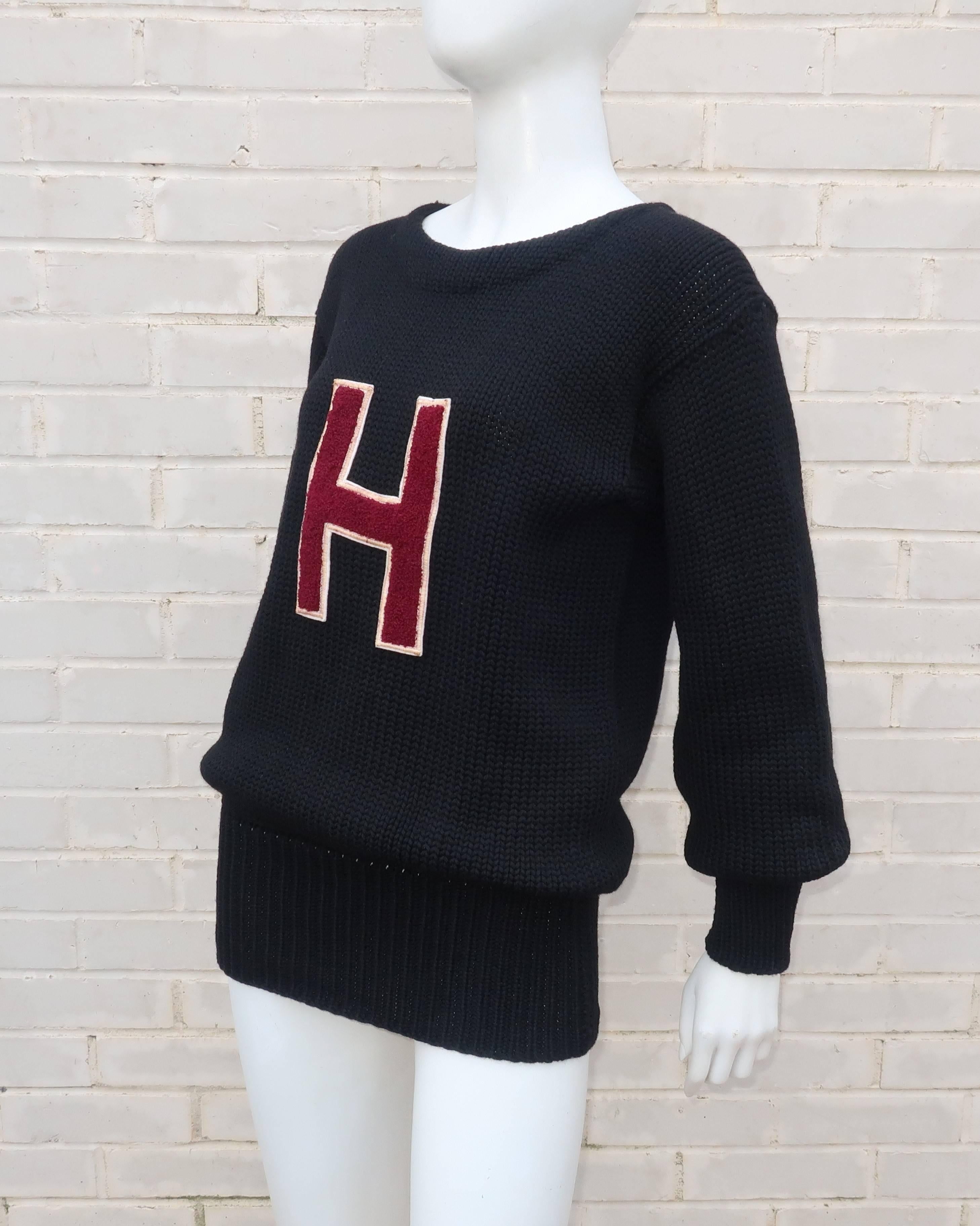 1960's Harvard Letterman 'Boyfriend' Varsity Sweater In Excellent Condition In Atlanta, GA