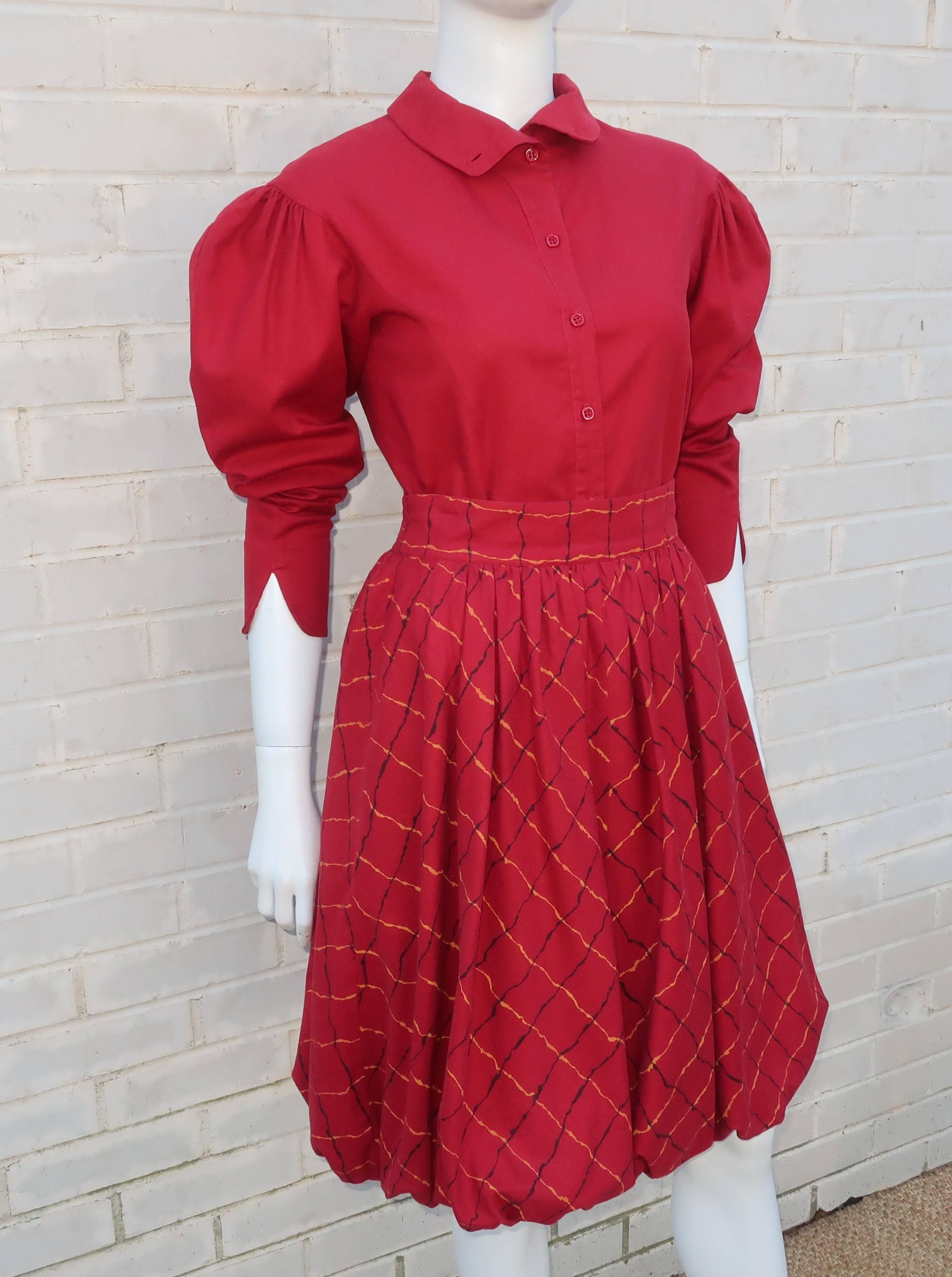 1970's Jeanne Marc Two Piece Bubble Skirt & Top In Good Condition In Atlanta, GA
