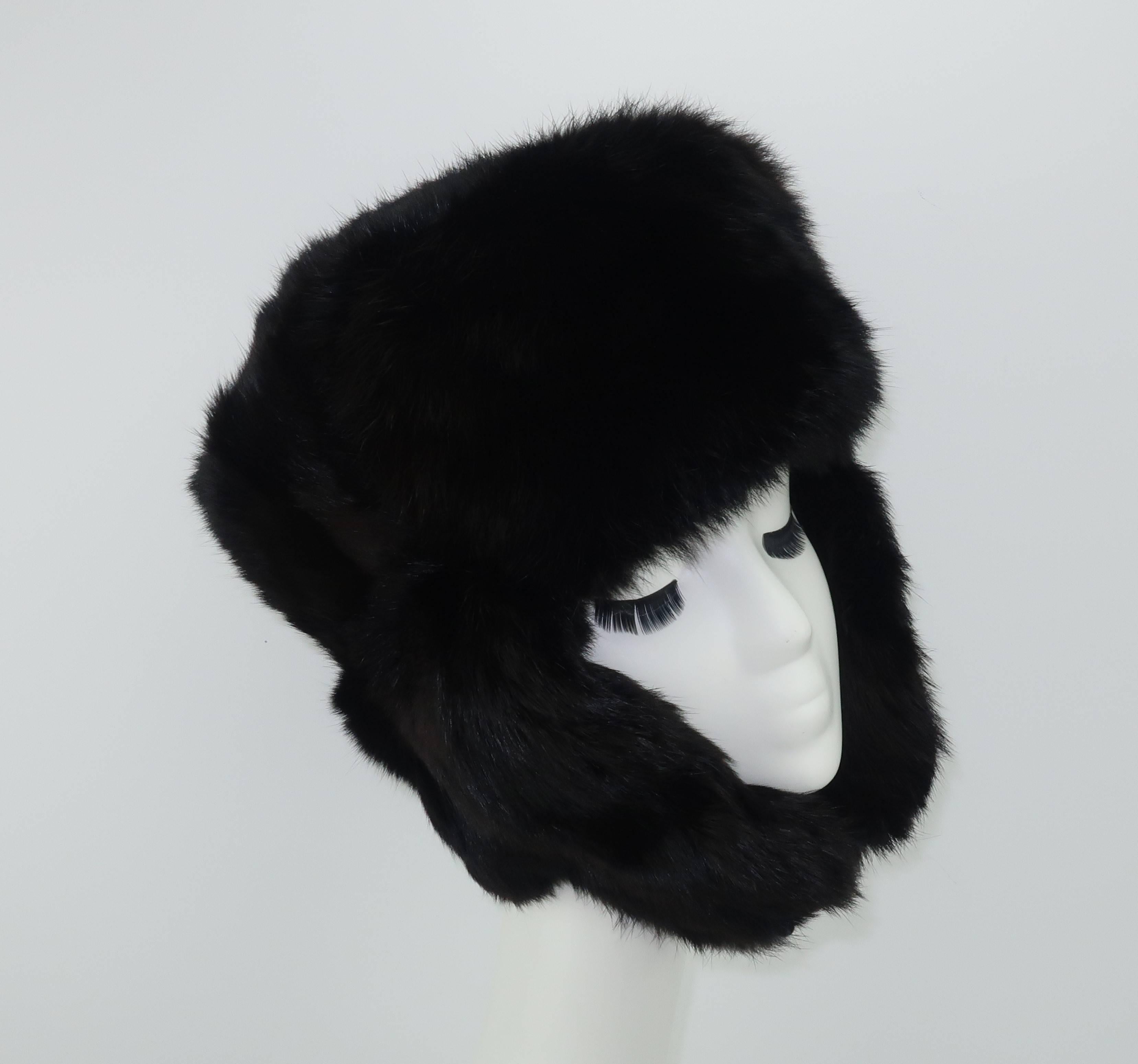 Women's Vintage Russian Sable Fur Hat With Ear Flaps