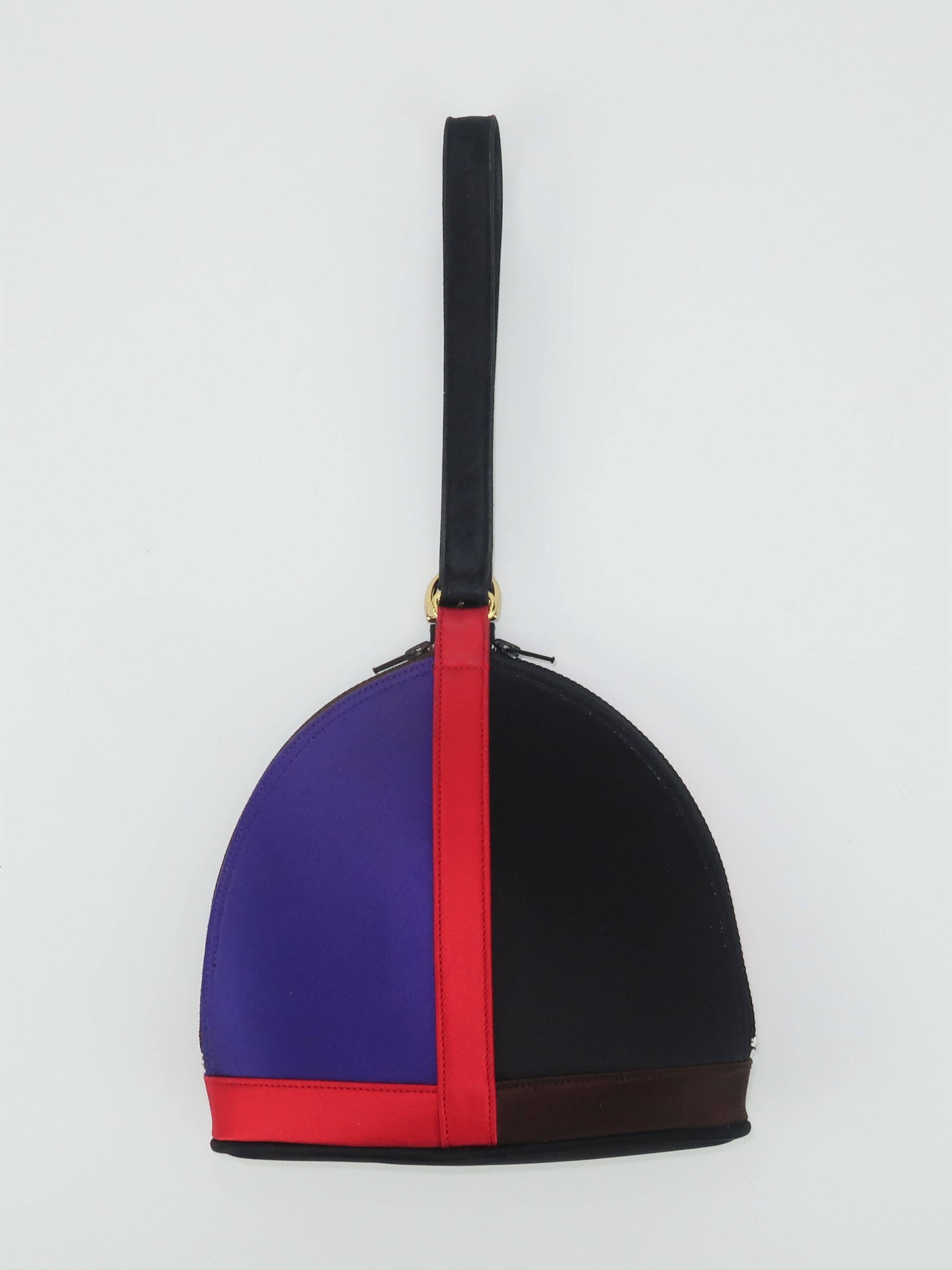 Renaud Pellegrino Mondrian Style Satin Handbag, 1980s  In Fair Condition In Atlanta, GA