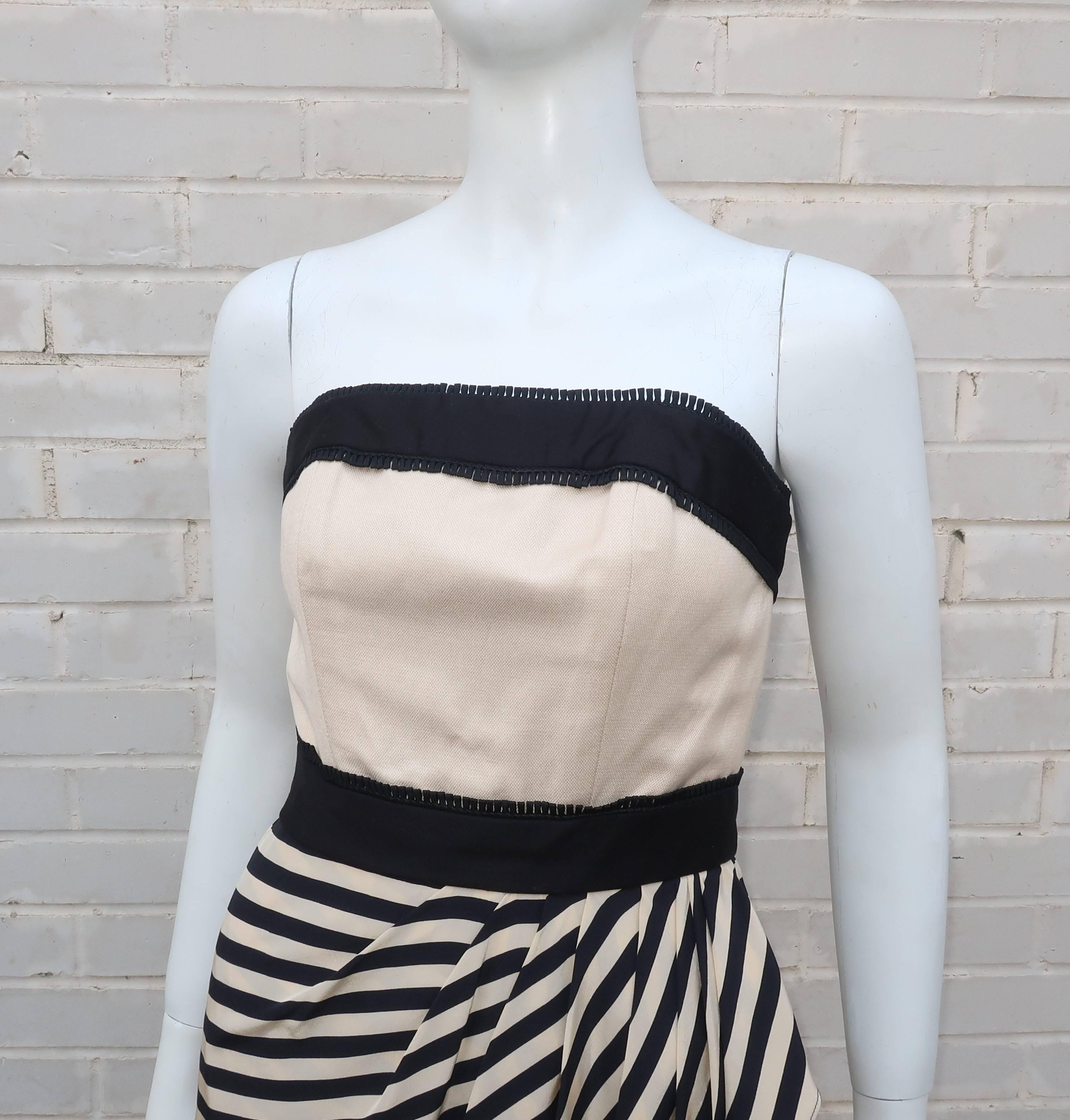 1980's Liancarlo Black & Ivory Strapless Dress With Jacket 4