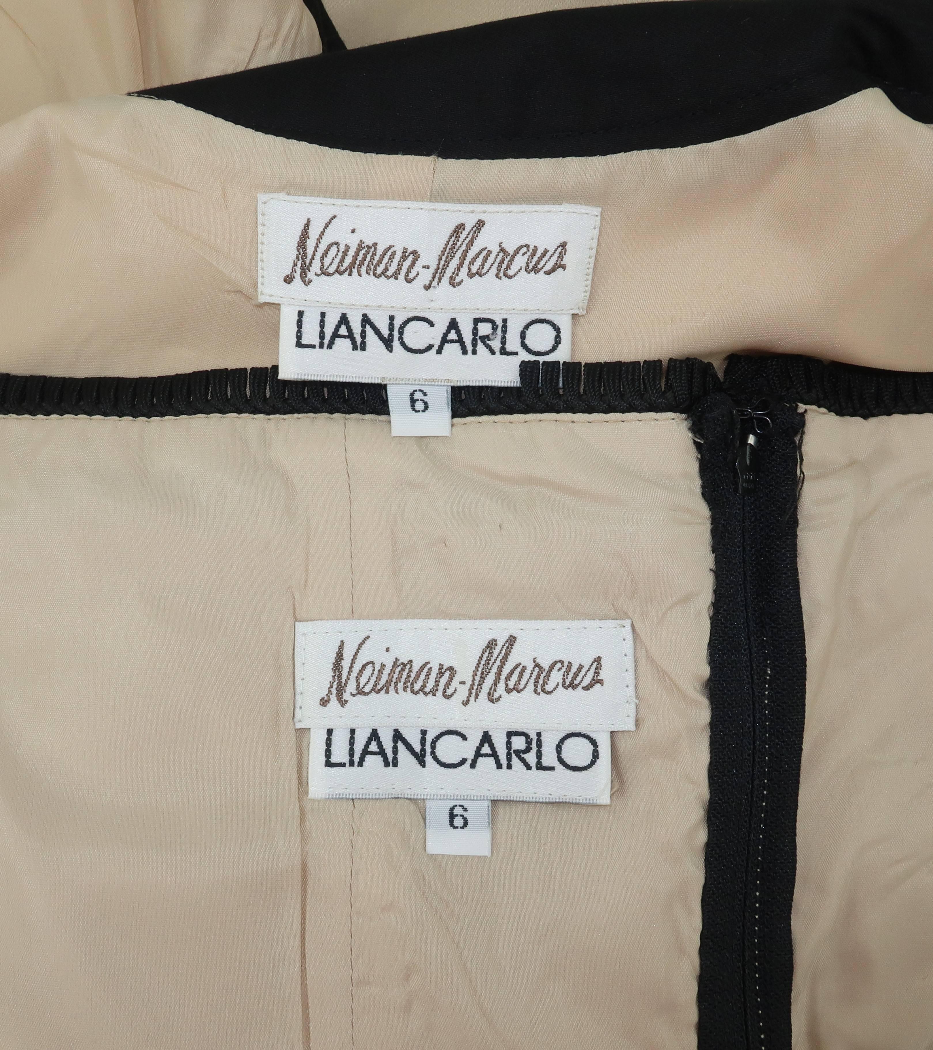 1980's Liancarlo Black & Ivory Strapless Dress With Jacket 6