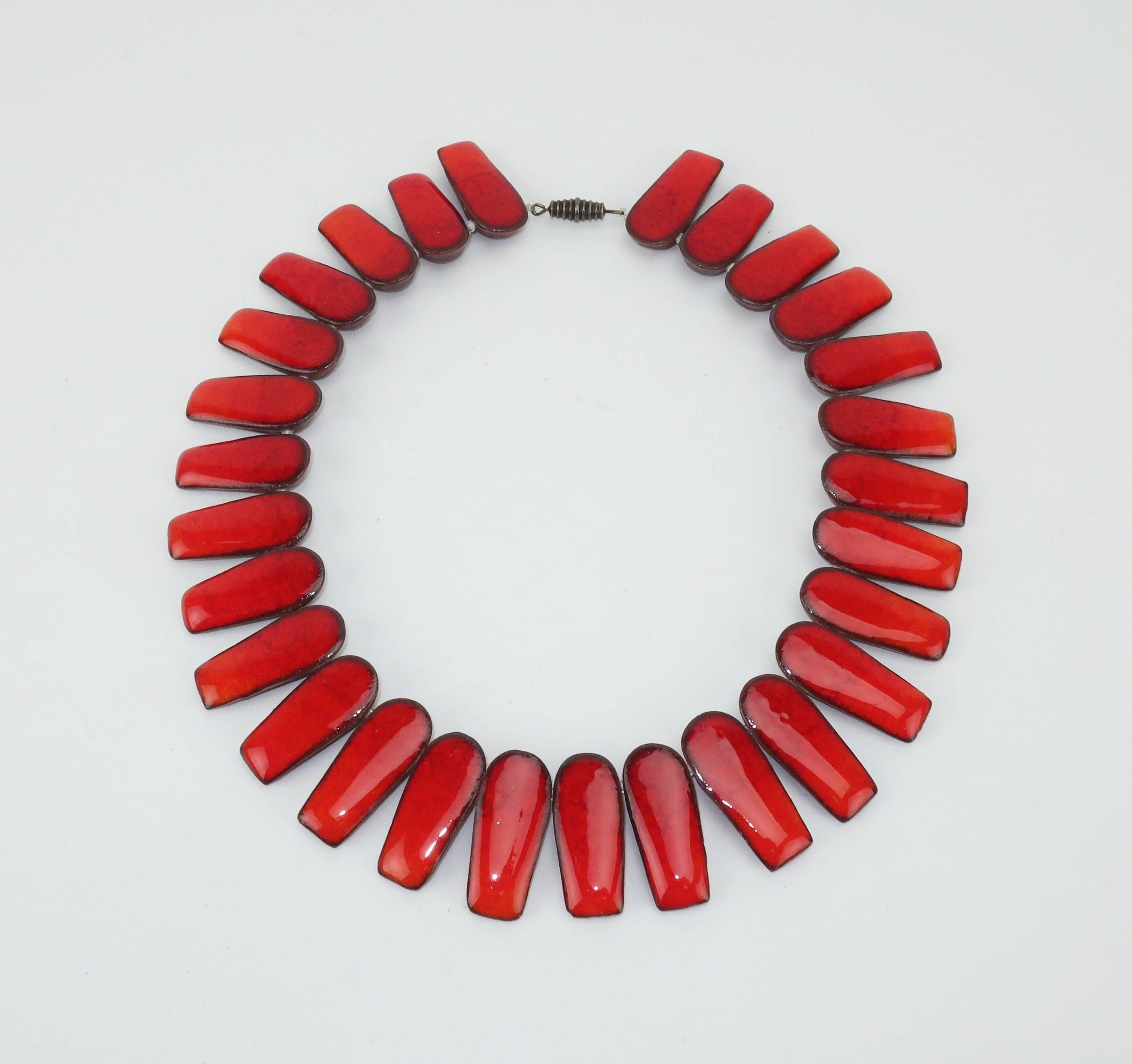 1960's Brondsted Danish Art Pottery Collar Necklace In Excellent Condition In Atlanta, GA