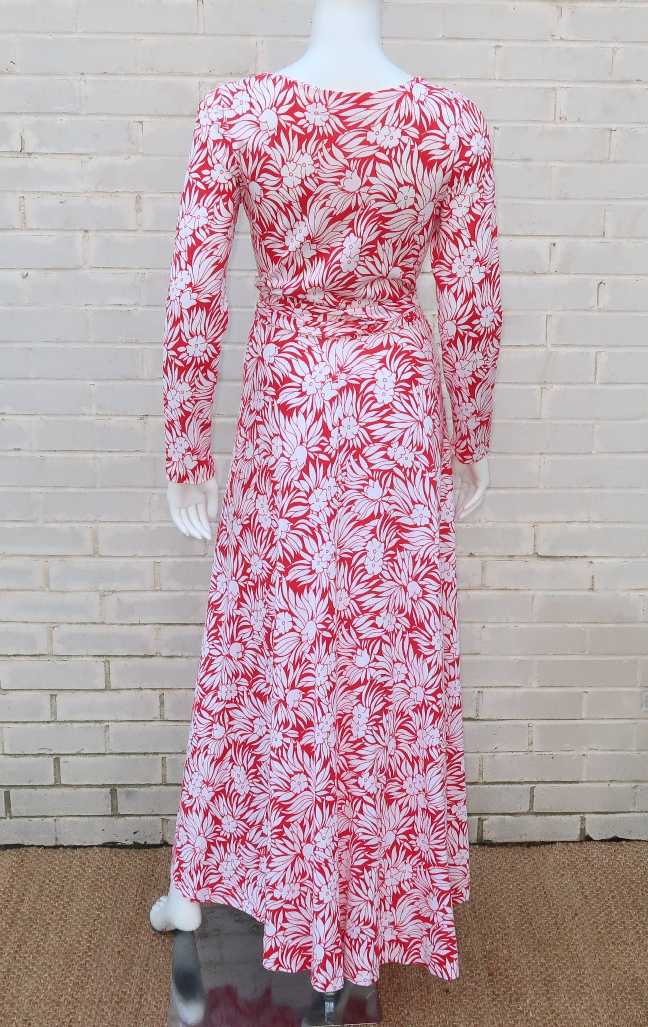 1970’s Diane Von Furstenberg Tropical Floral Maxi Wrap Dress 2