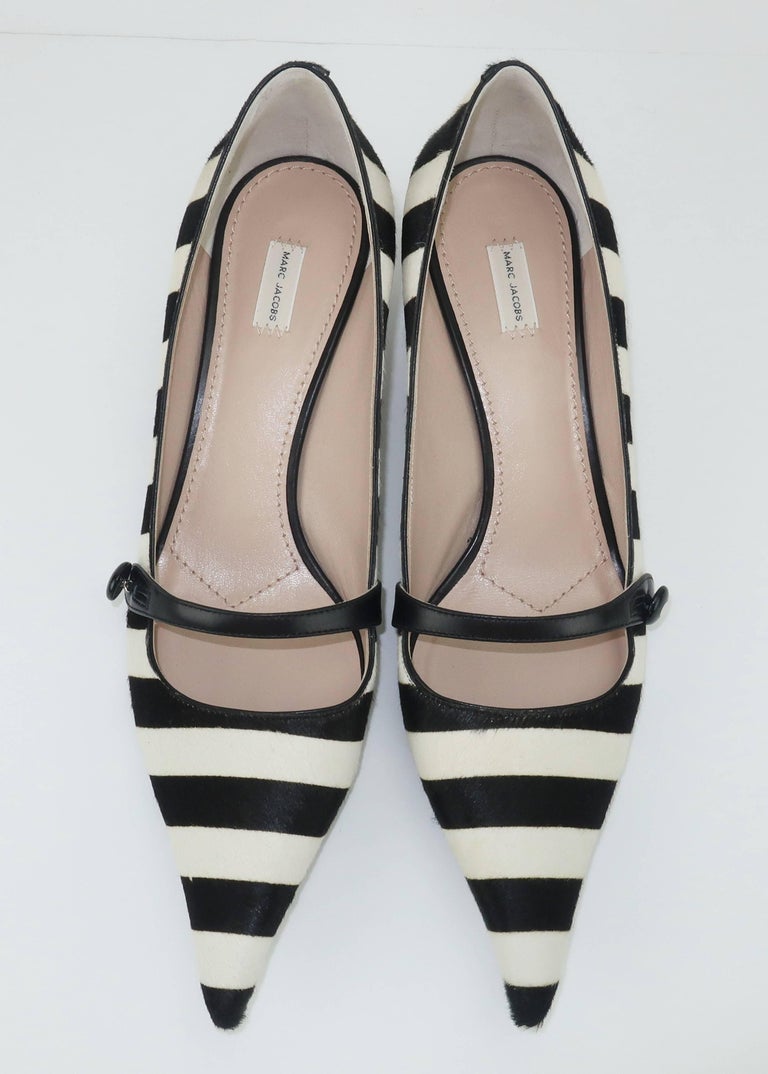 Marc Jacobs Pointy Toe Mary Jane Pony Striped Shoes For Sale