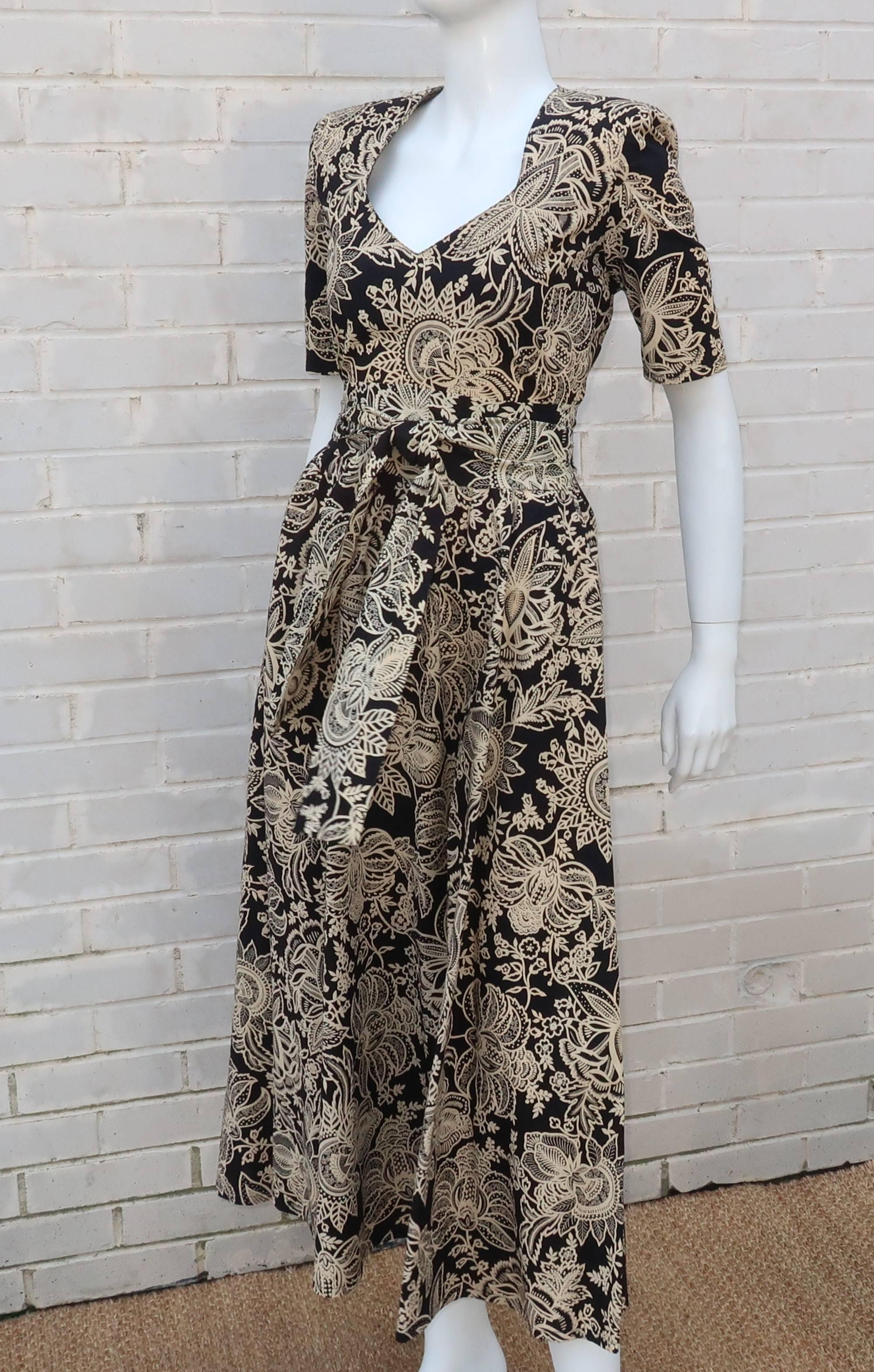 Women's 1980's Sonia Rykiel Cotton Tropical Print Dress 
