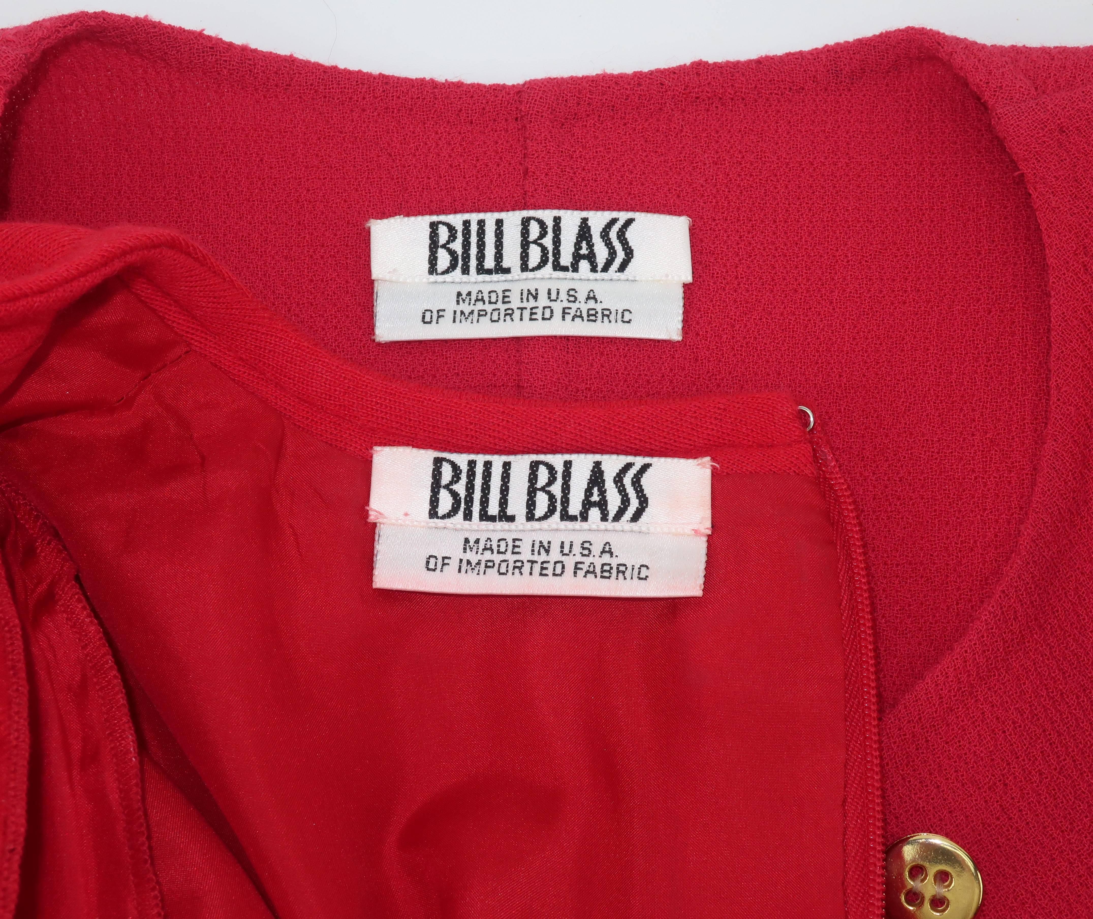 1980’s Bill Blass Red Dress & Jacket Ensemble 7