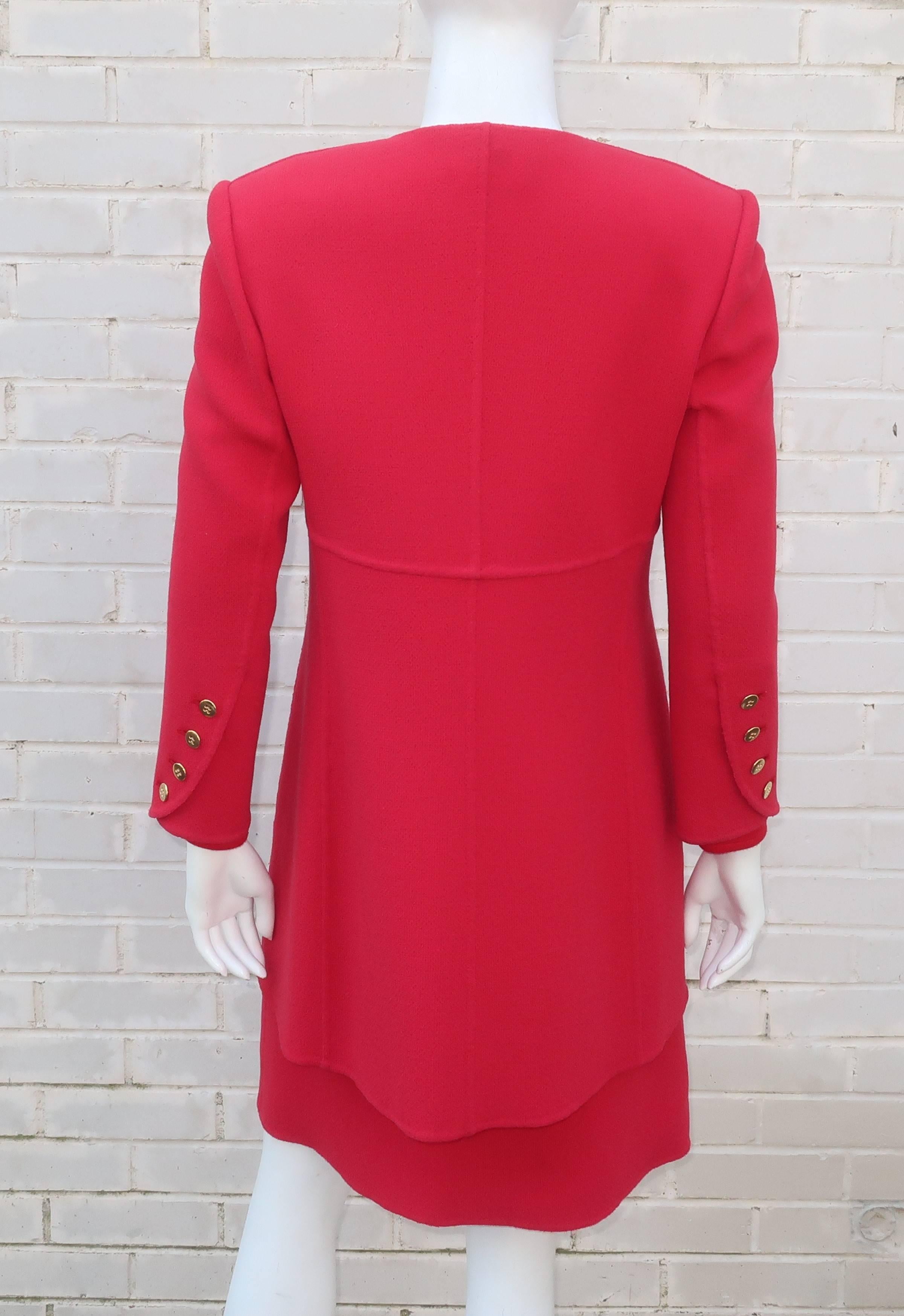 1980’s Bill Blass Red Dress & Jacket Ensemble 2