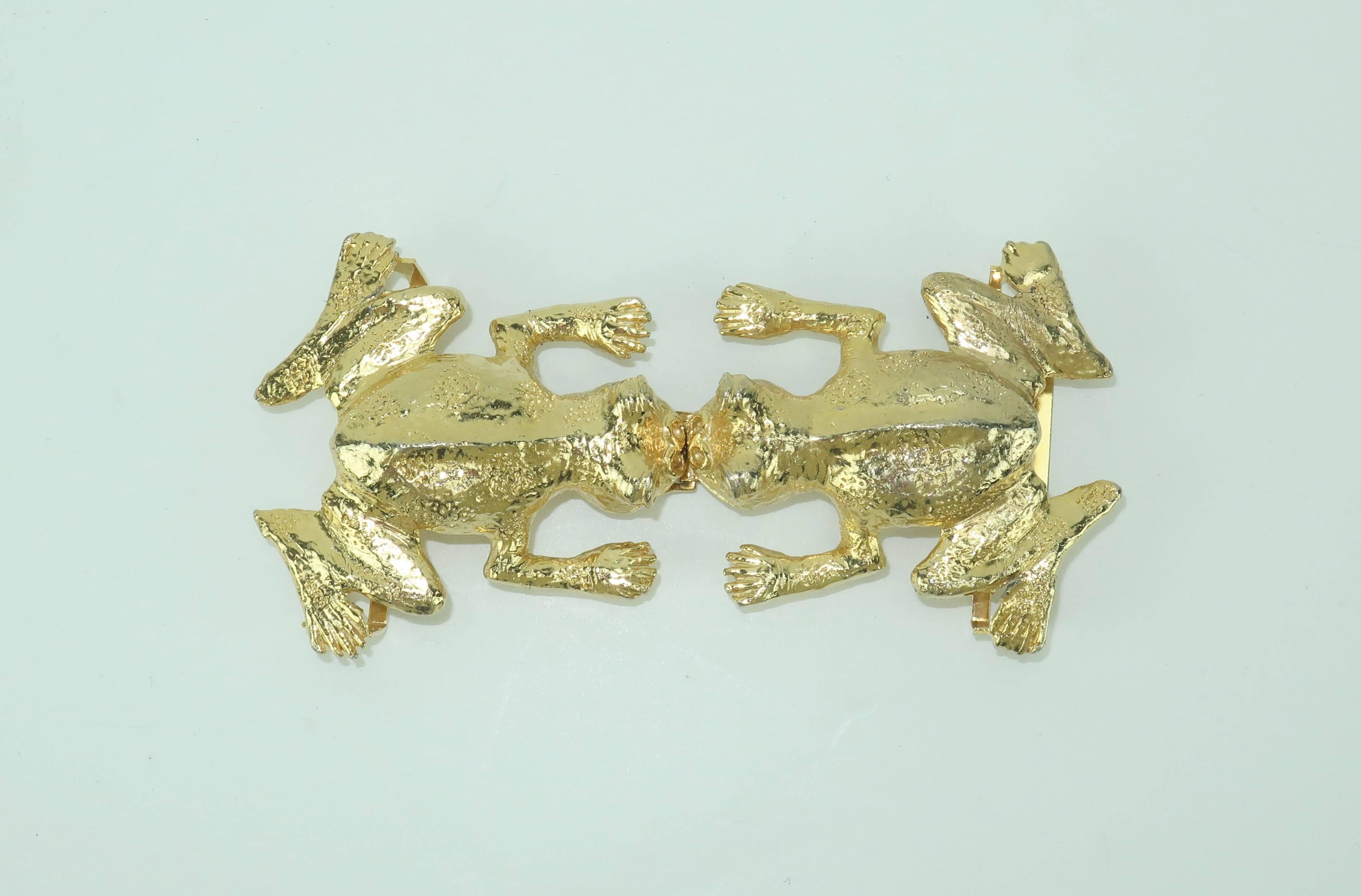 1970’s Kissing Frog Buckles With Blue Belt 1